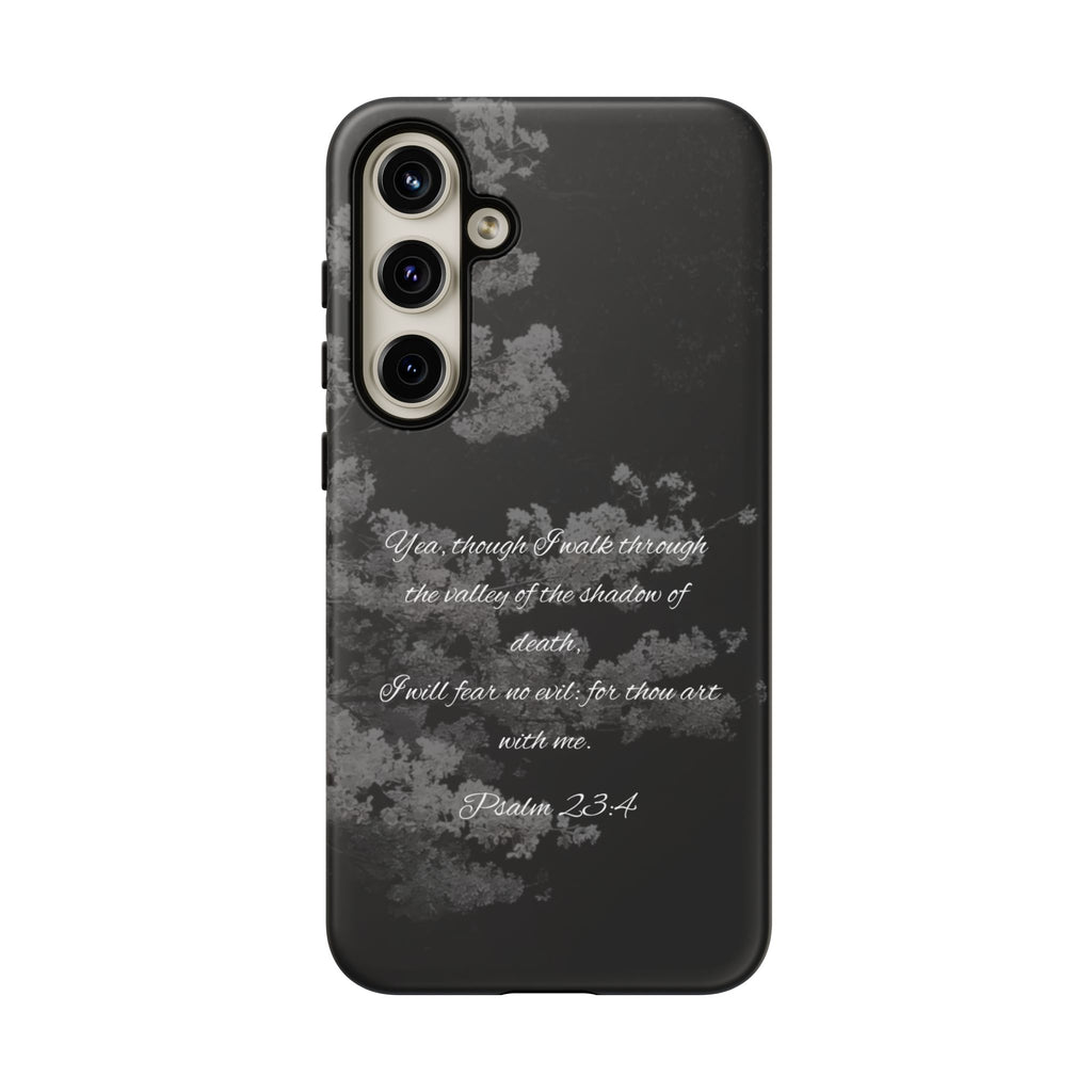 Bible Verse Phone Case — Psalm 23:4 Comfort Black Protective Cover