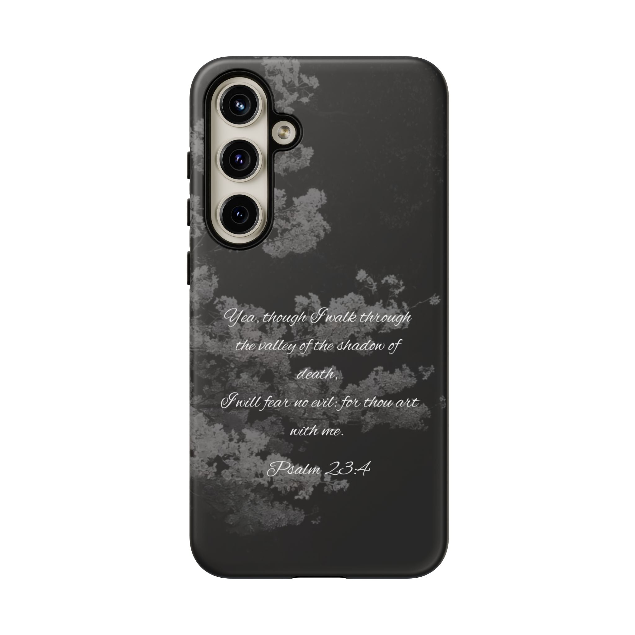 Bible Verse Phone Case — Psalm 23:4 Comfort Black Protective Cover