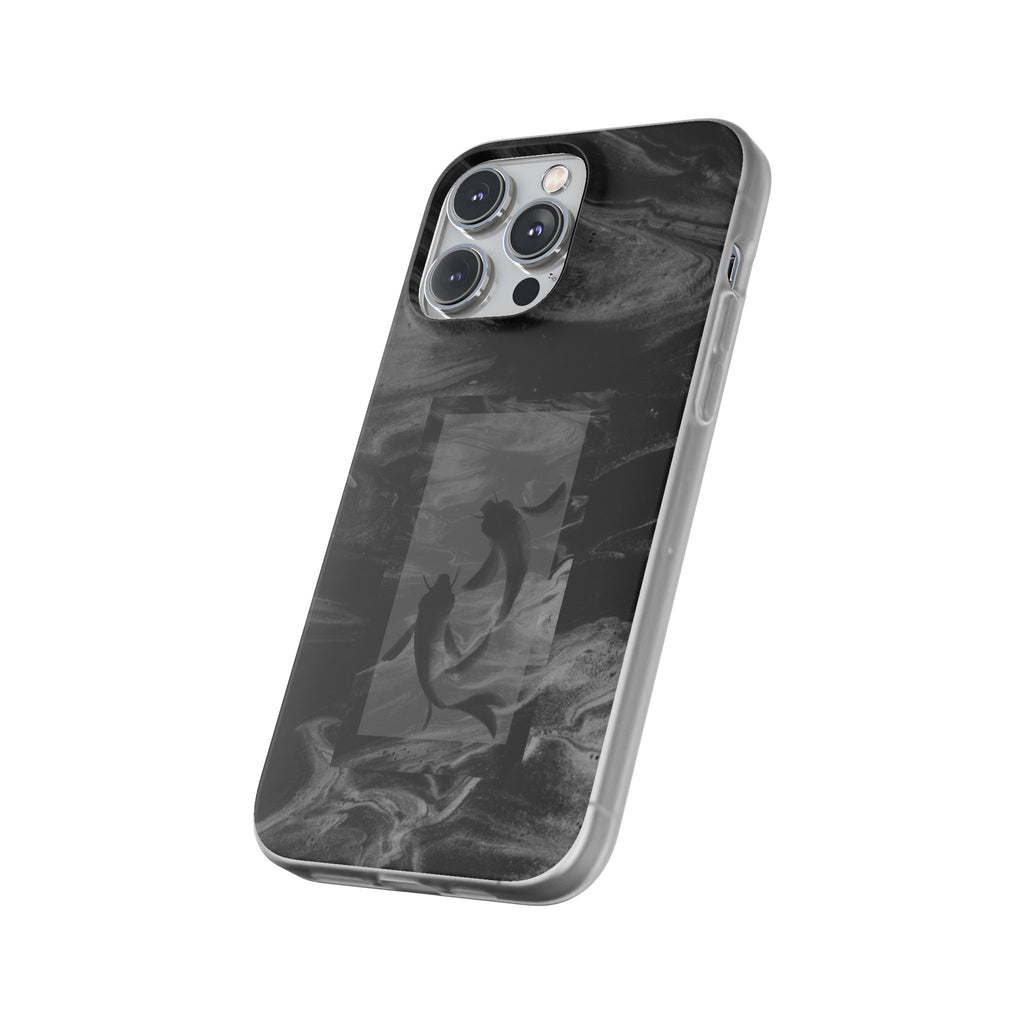 Black Koi Phone Case — Minimalist Monochrome Fish Design
