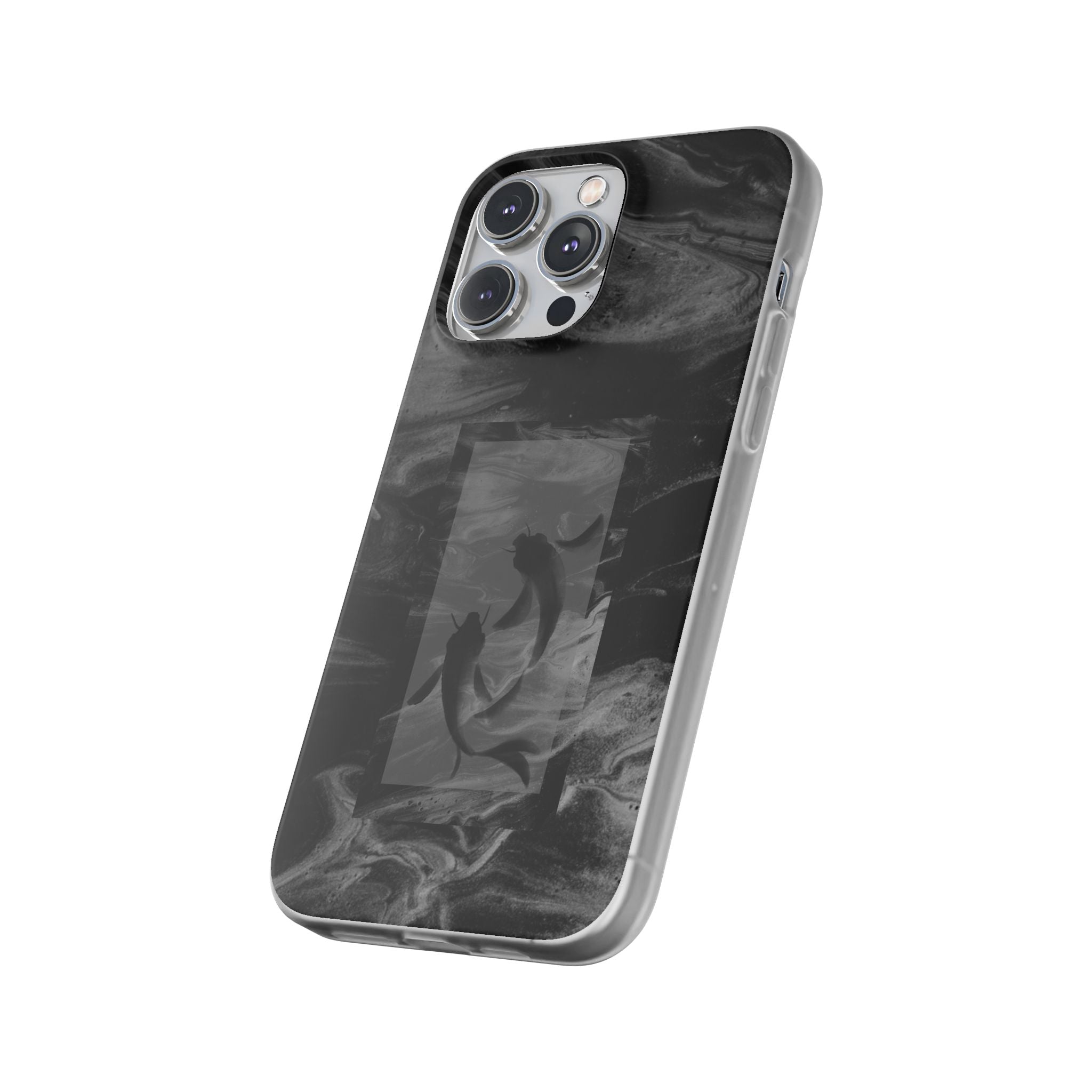 Black Koi Phone Case — Minimalist Monochrome Fish Design