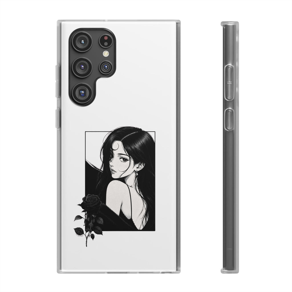 Anime Girl Noir Black Rose Illustration Flexi Case