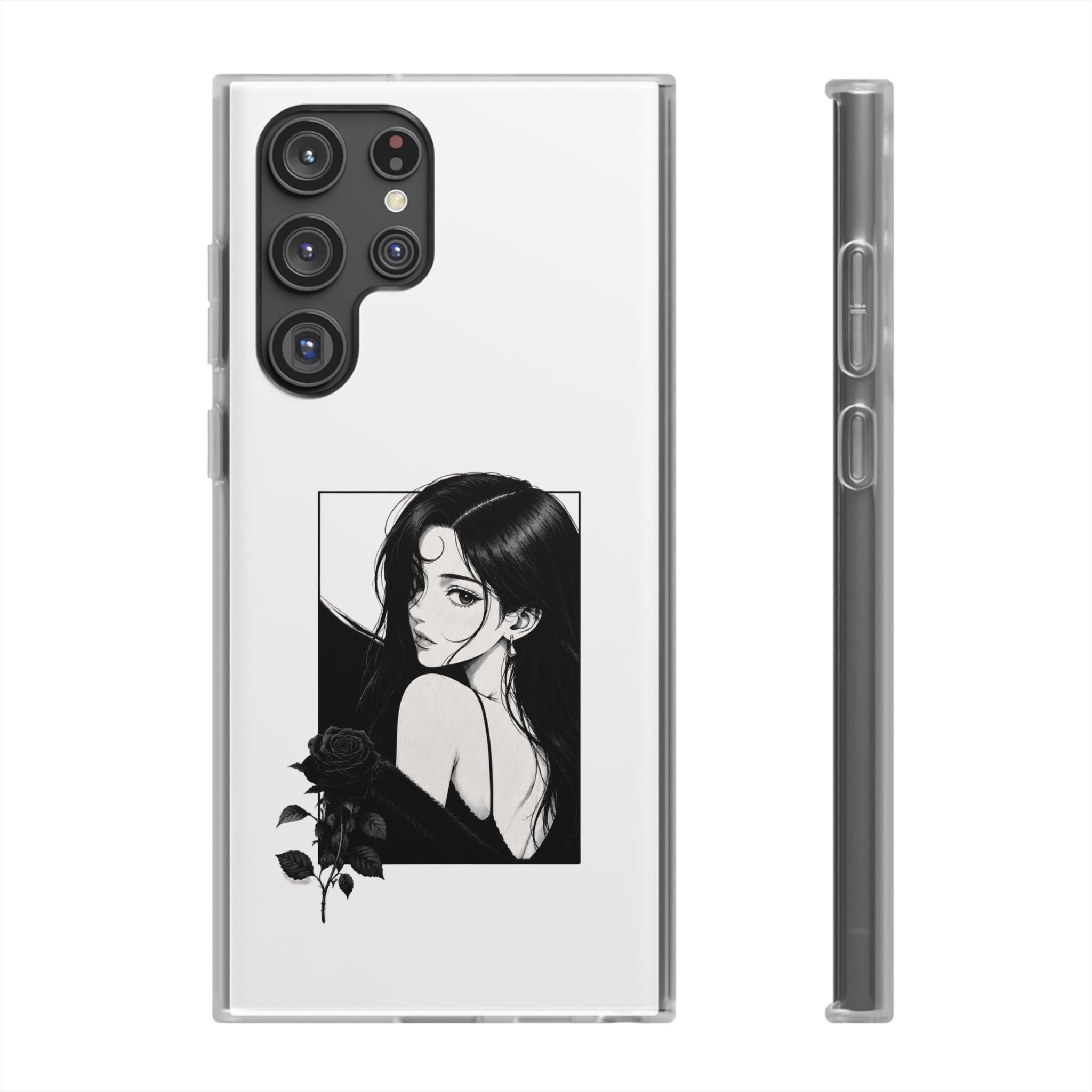 Anime Girl Noir Black Rose Illustration Flexi Case