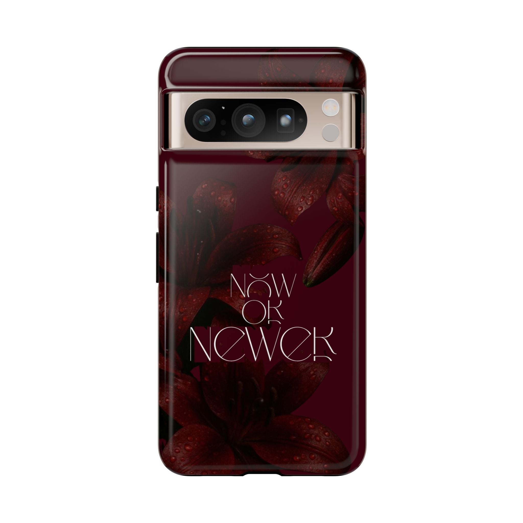 Tough Cases – Burgundy Floral “Now or Never” Protective Phone Case
