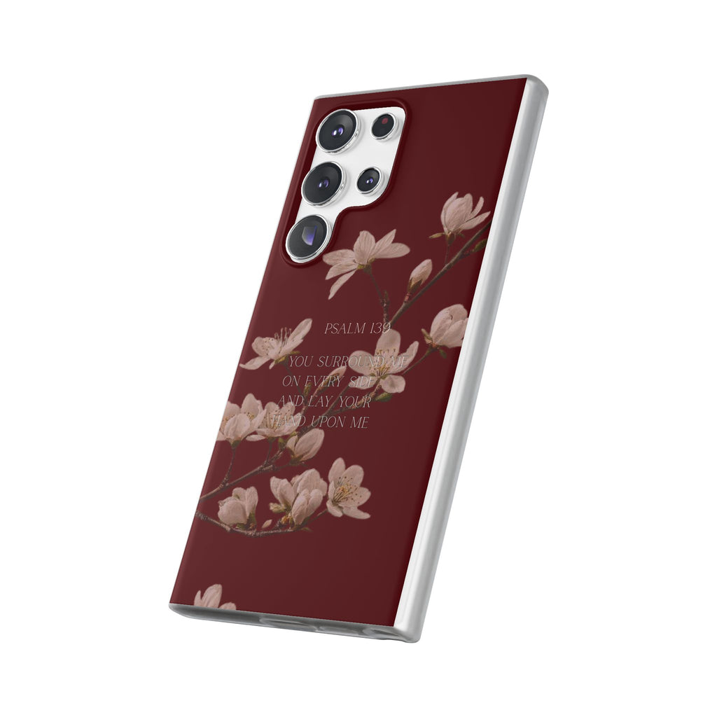 Floral Psalm Phone Case — Psalm 139 Scripture Cherry Blossom iPhone Cover