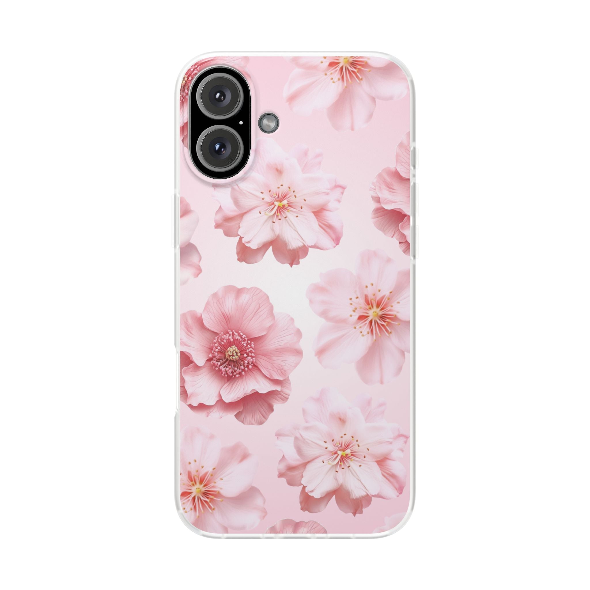 Pink Cherry Blossom Phone Case — Floral Slim Flexi Case for iPhone