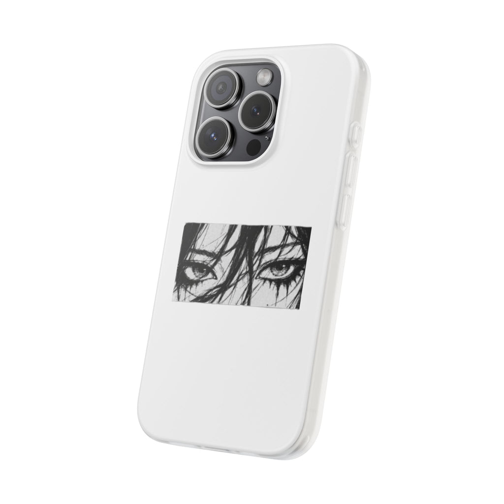 Anime Eyes Illustration Phone Case - Moody Black & White Flexi Case