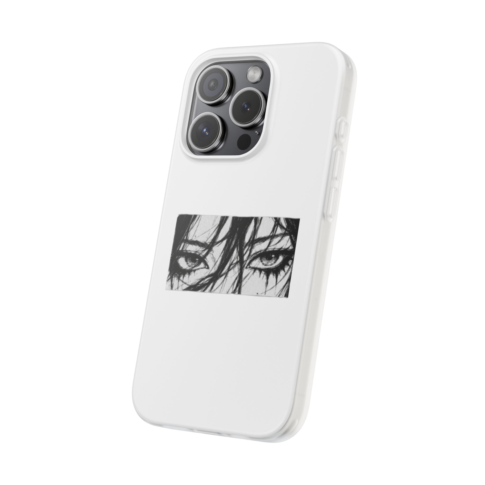 Anime Eyes Illustration Phone Case - Moody Black & White Flexi Case