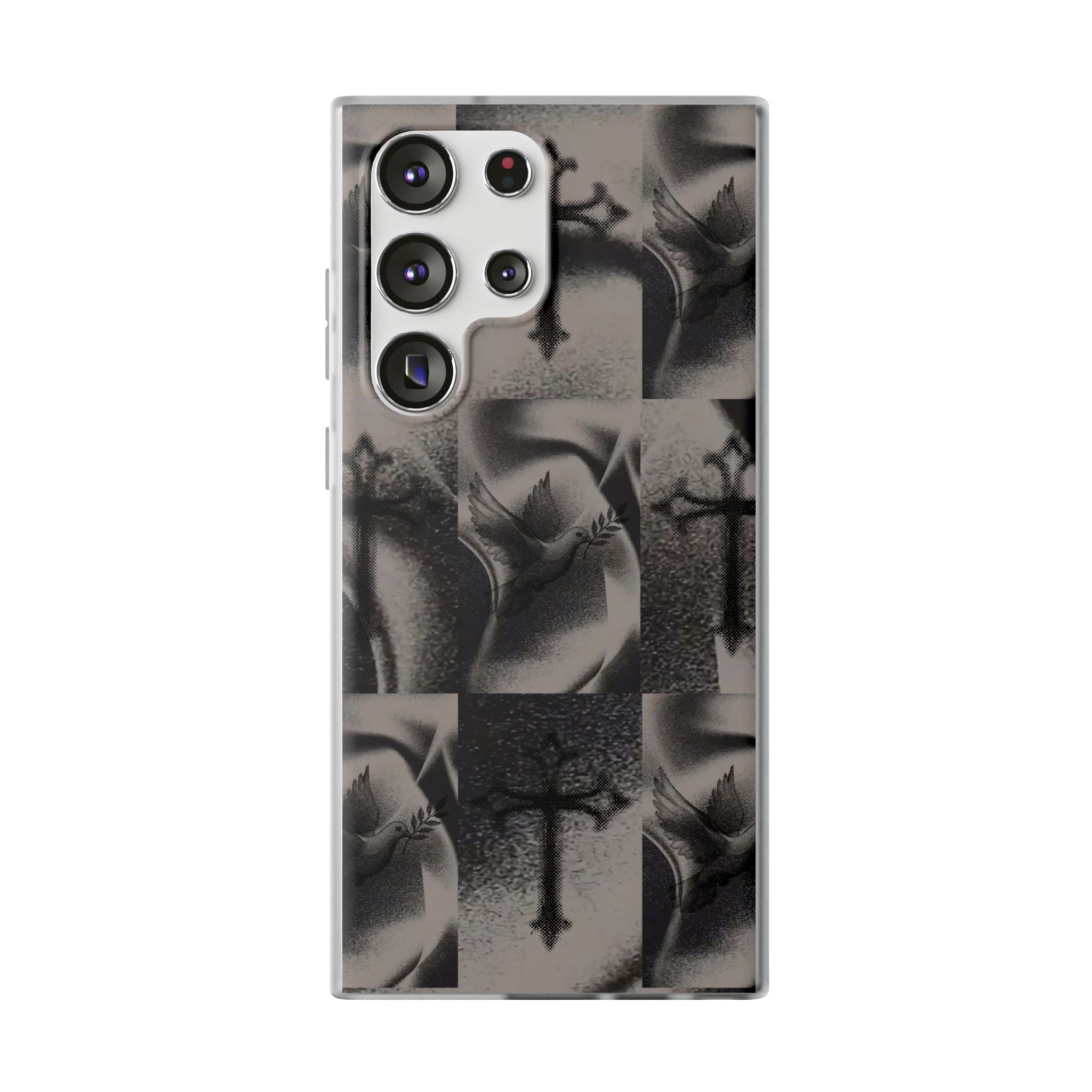 Phone Case — Dove & Cross Checkerboard Design