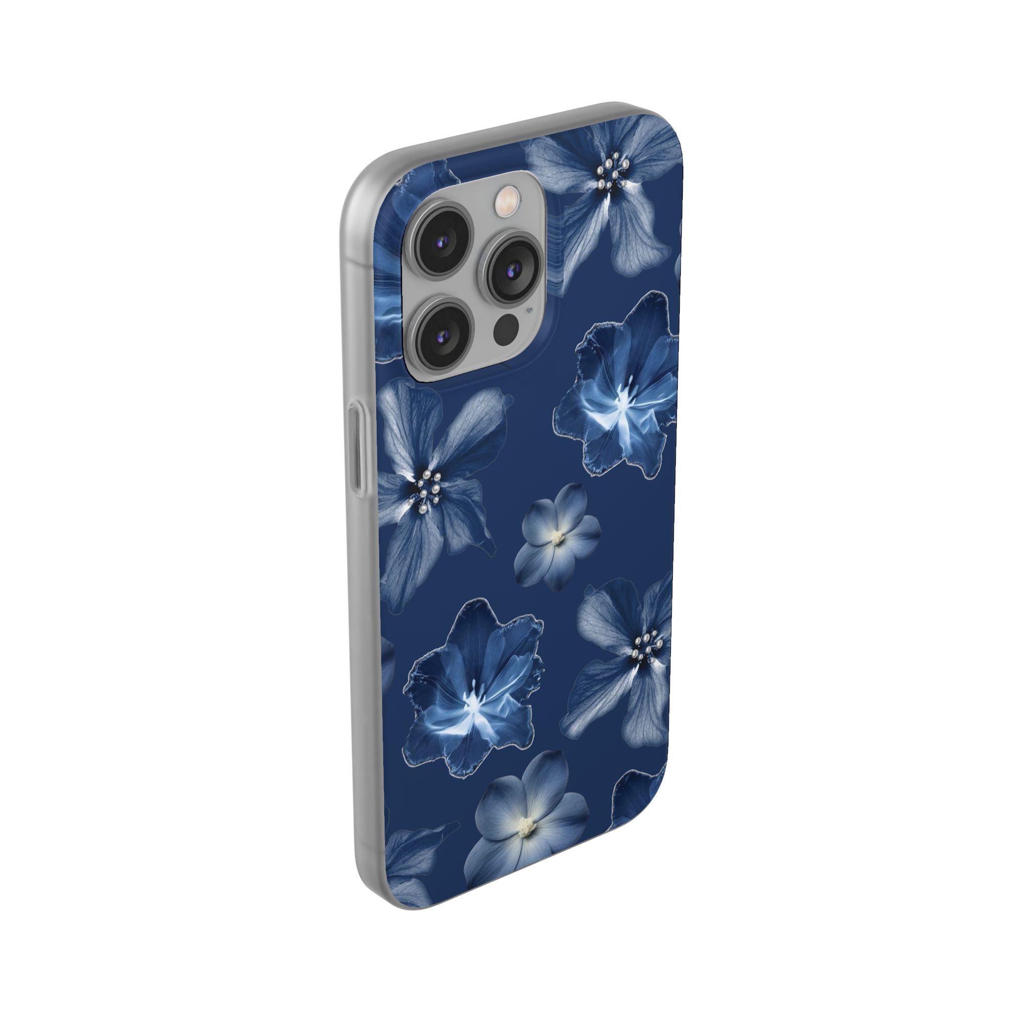 Floral Blue Phone Case — Navy Watercolor Blossom Flexi Case