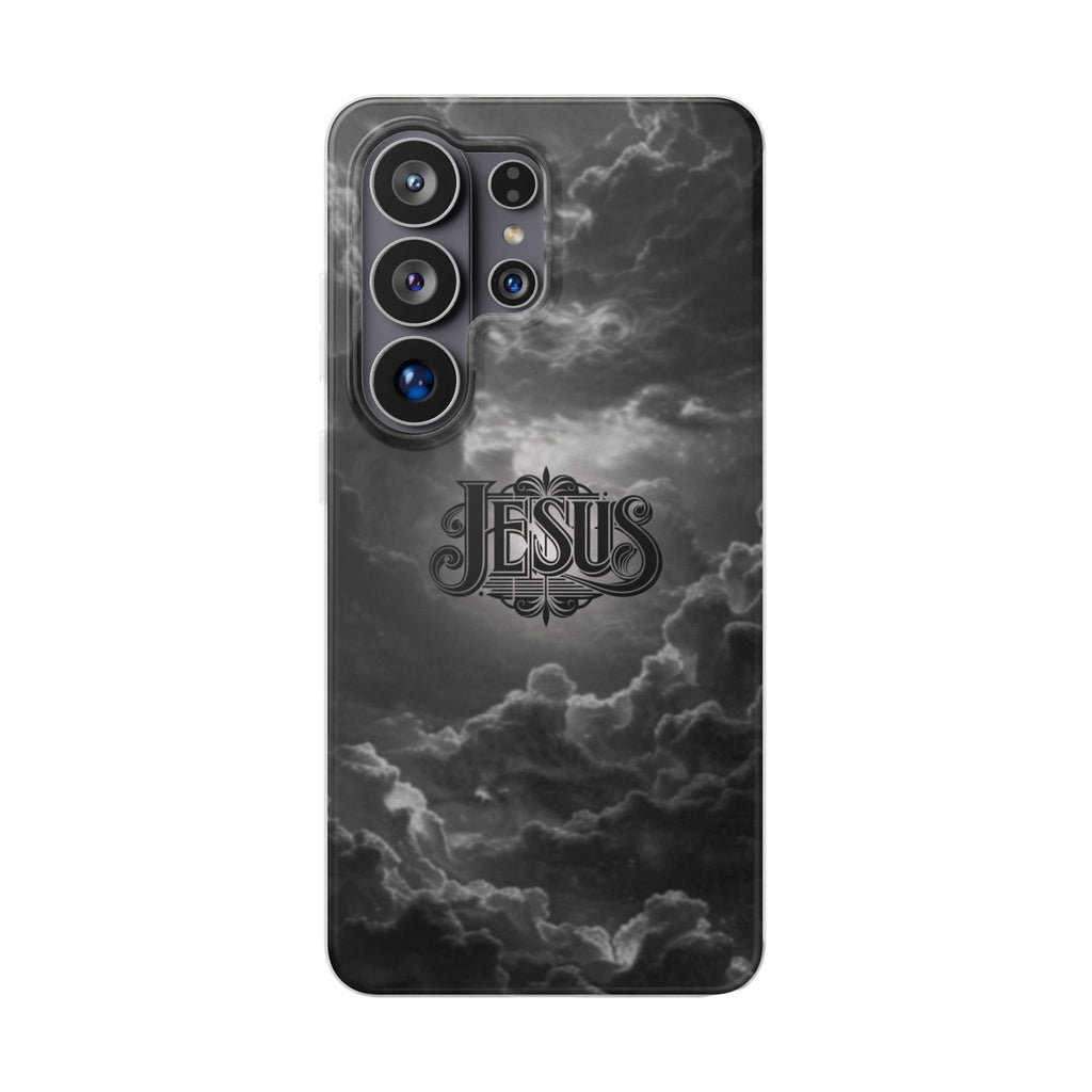 Jesus Cloud Phone Case — Faith-Inspired Flexi Case with 'Jesus' Script
