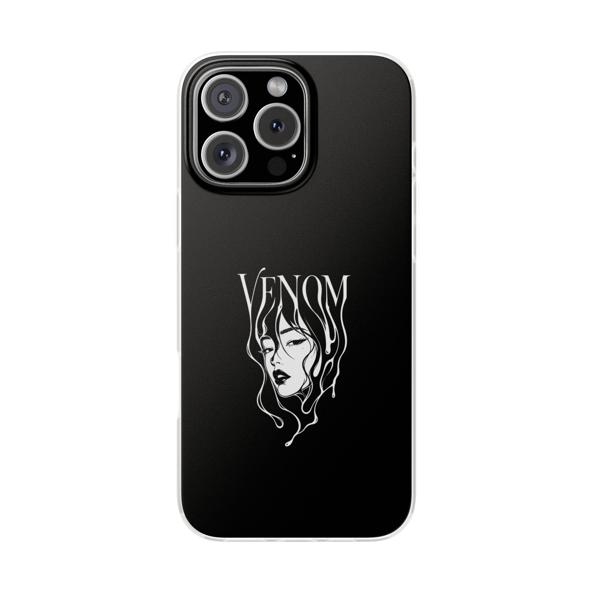 Venom Goth Phone Case — Black Protective Flexible Phone Case with Dark Femme Artwork