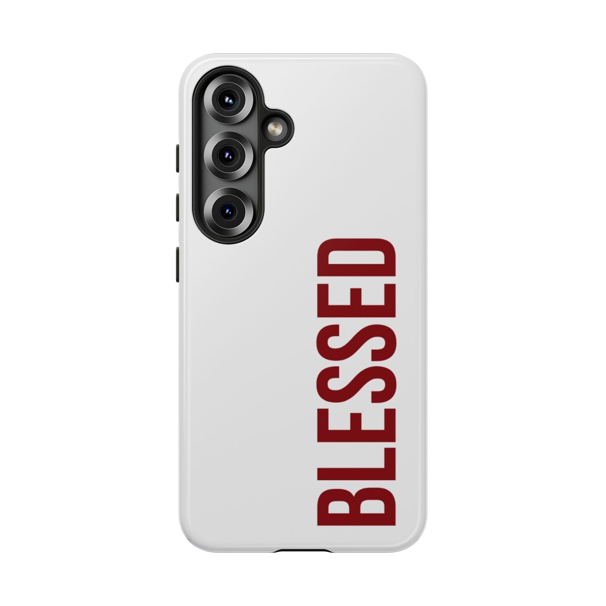 Blessed Vertical Phone Case — Protective Slim iPhone Cover with Red 'BLESSED' Text