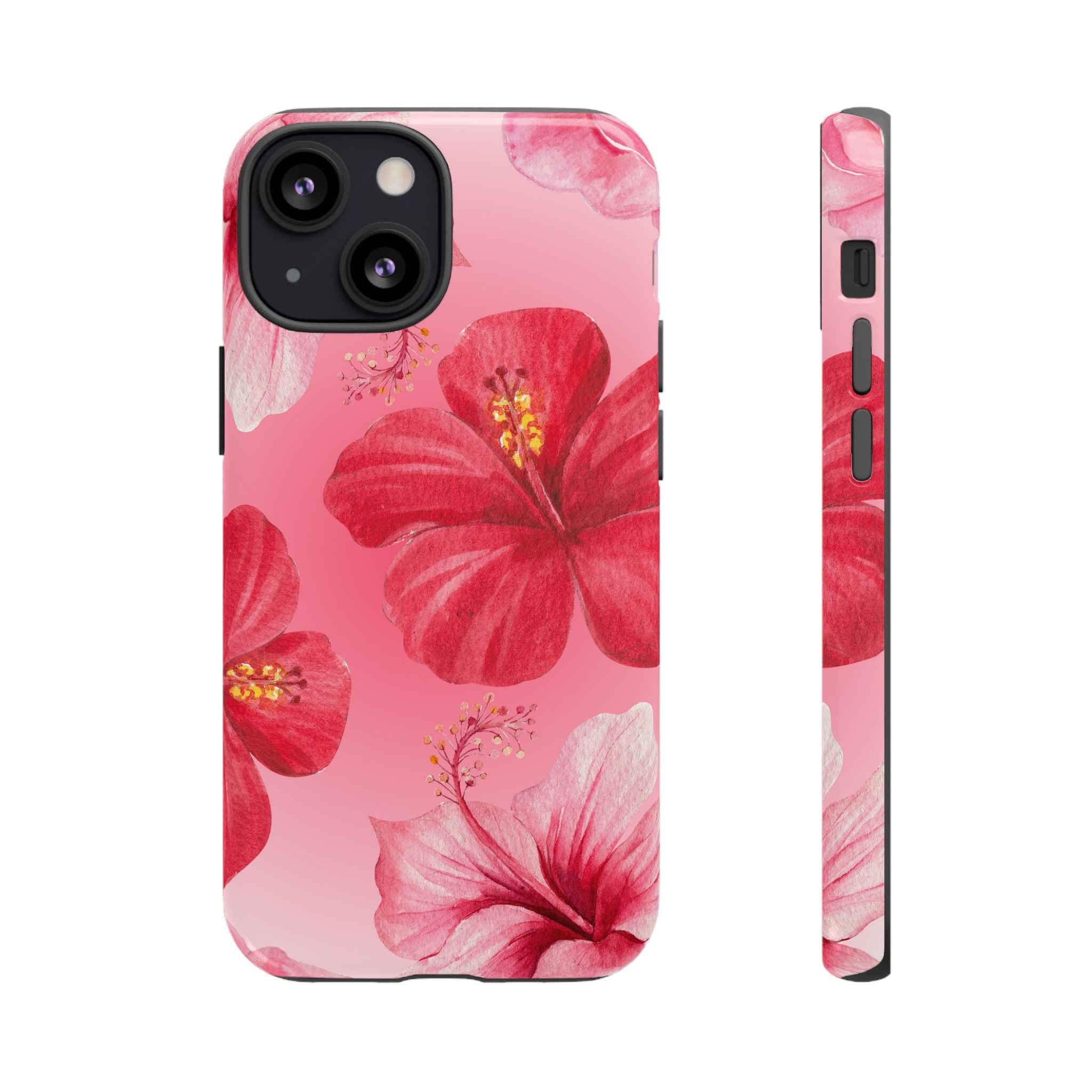 Hibiscus Pink Tough Phone Case — Floral Tropical Protective Cover