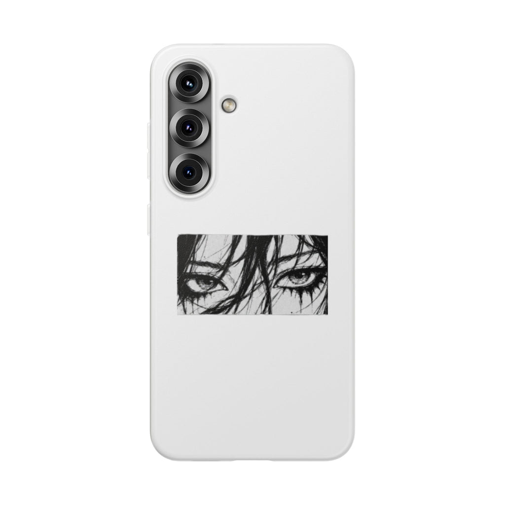 Anime Eyes Illustration Phone Case - Moody Black & White Flexi Case