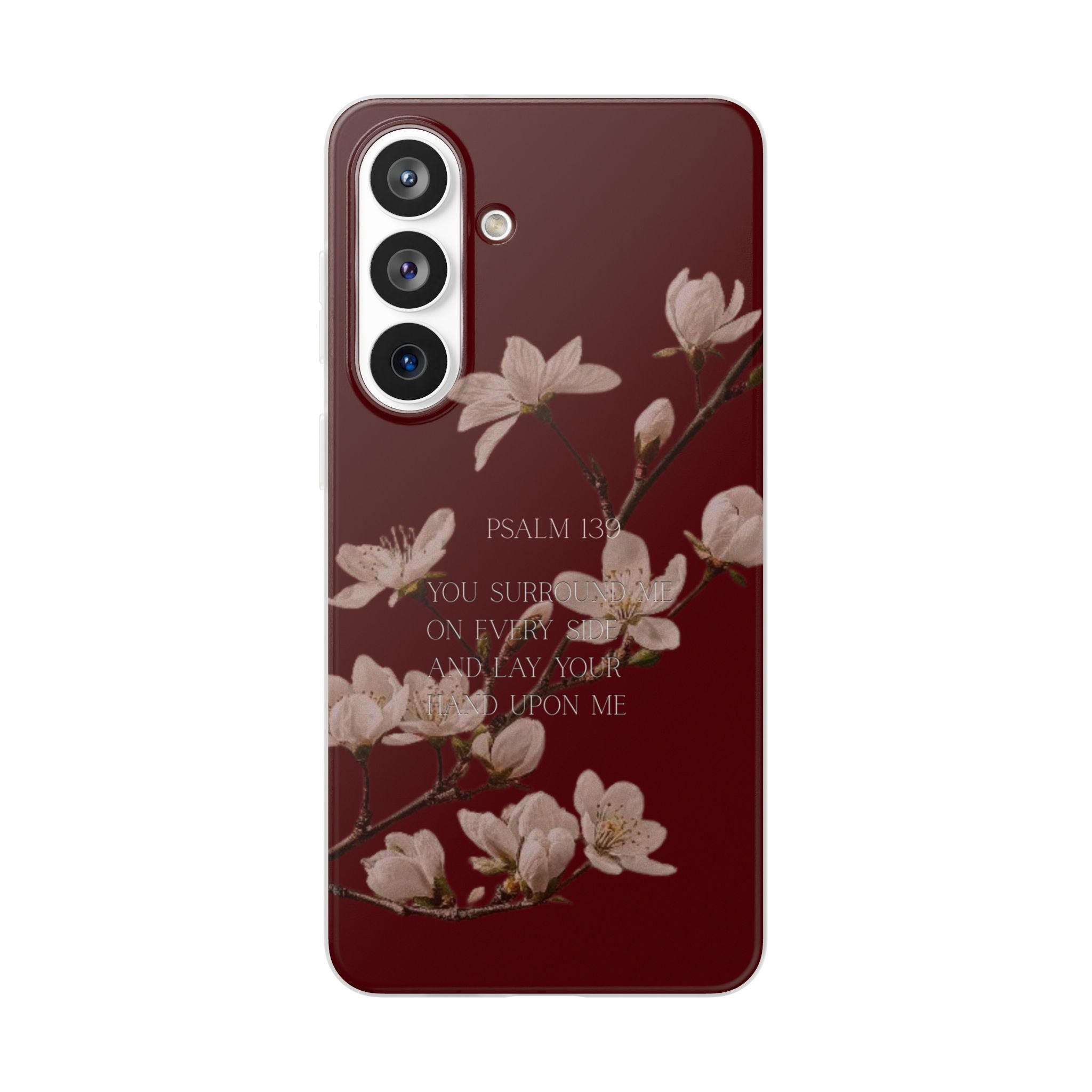 Floral Psalm Phone Case — Psalm 139 Scripture Cherry Blossom iPhone Cover