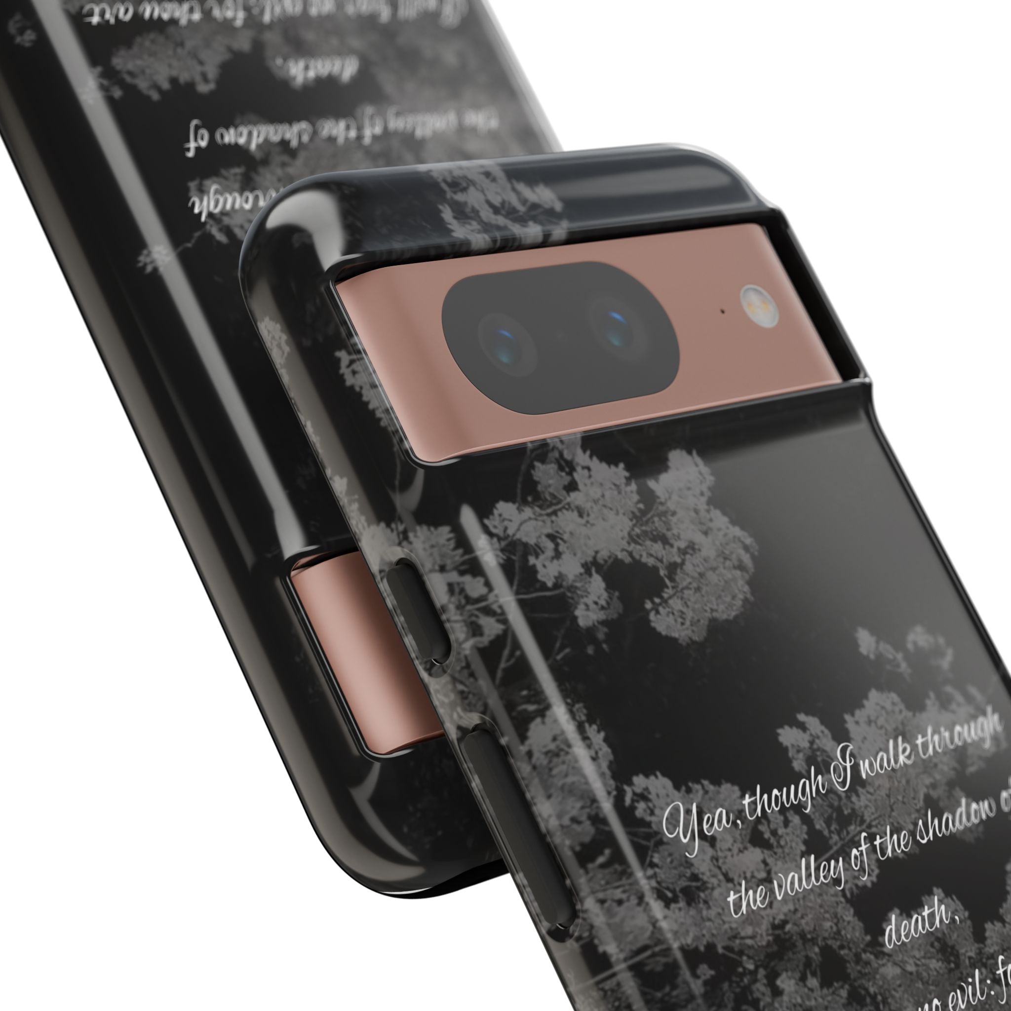 Bible Verse Phone Case — Psalm 23:4 Comfort Black Protective Cover