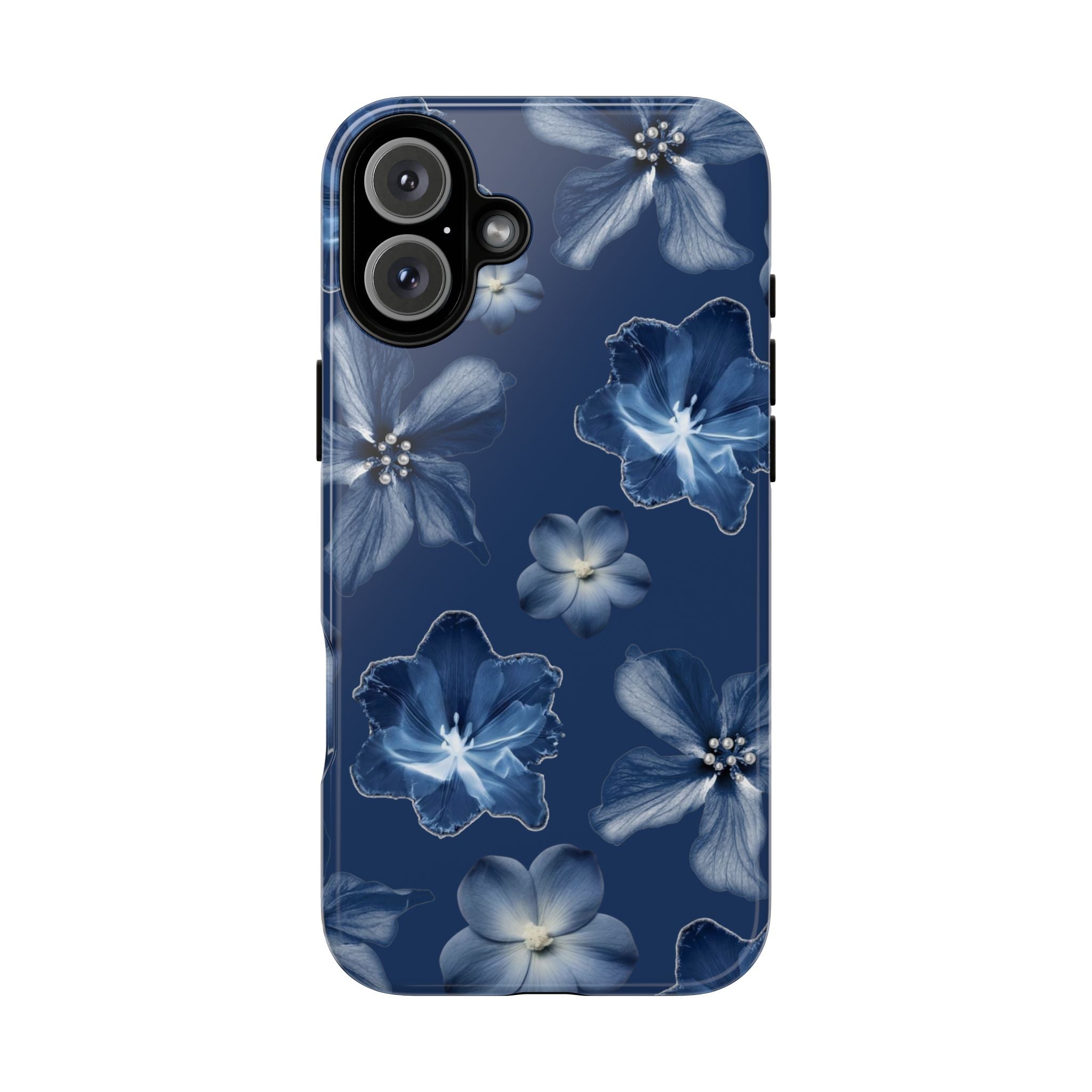 Navy Floral Tough Phone Case — Blue Bloom Protective Cover