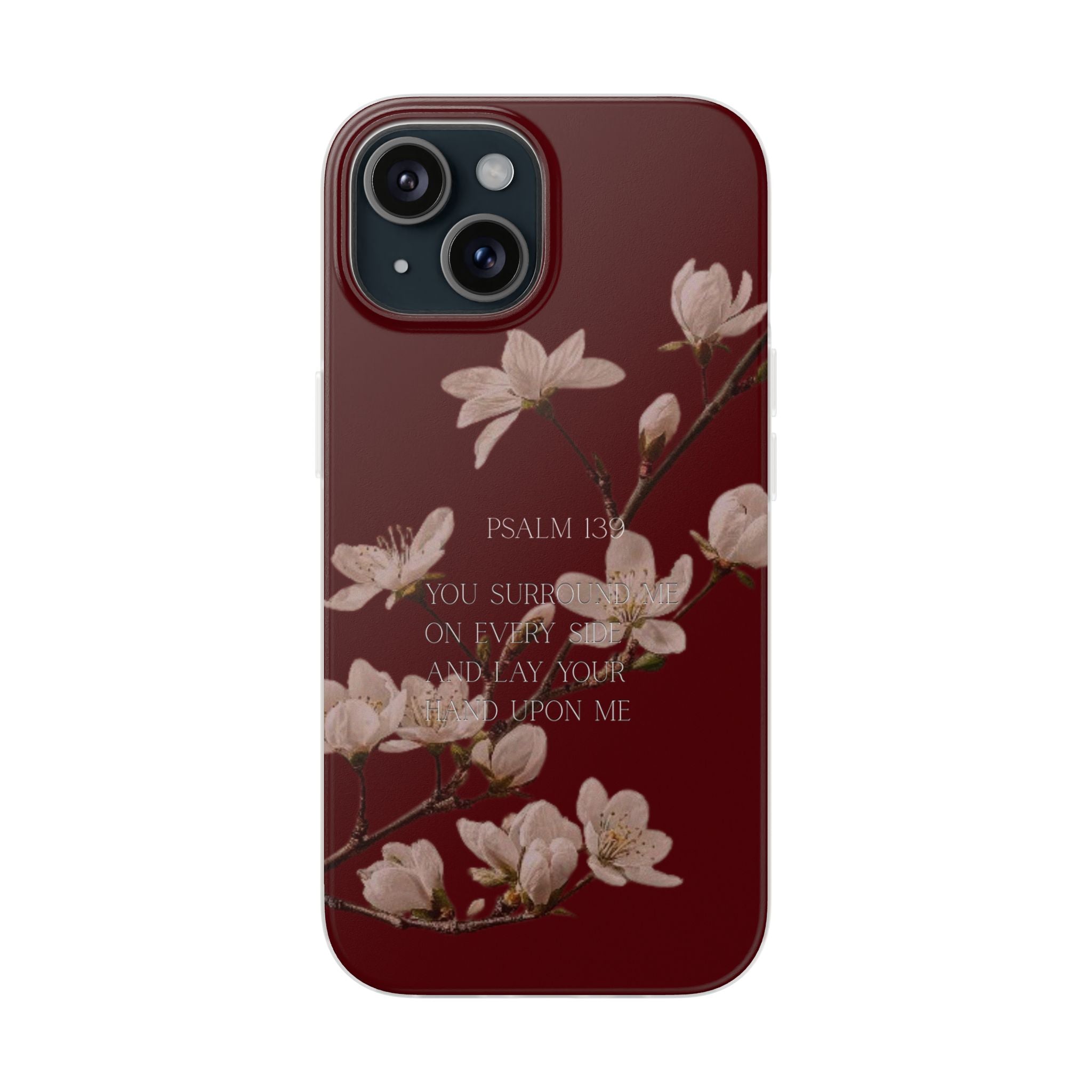 Floral Psalm Phone Case — Psalm 139 Scripture Cherry Blossom iPhone Cover