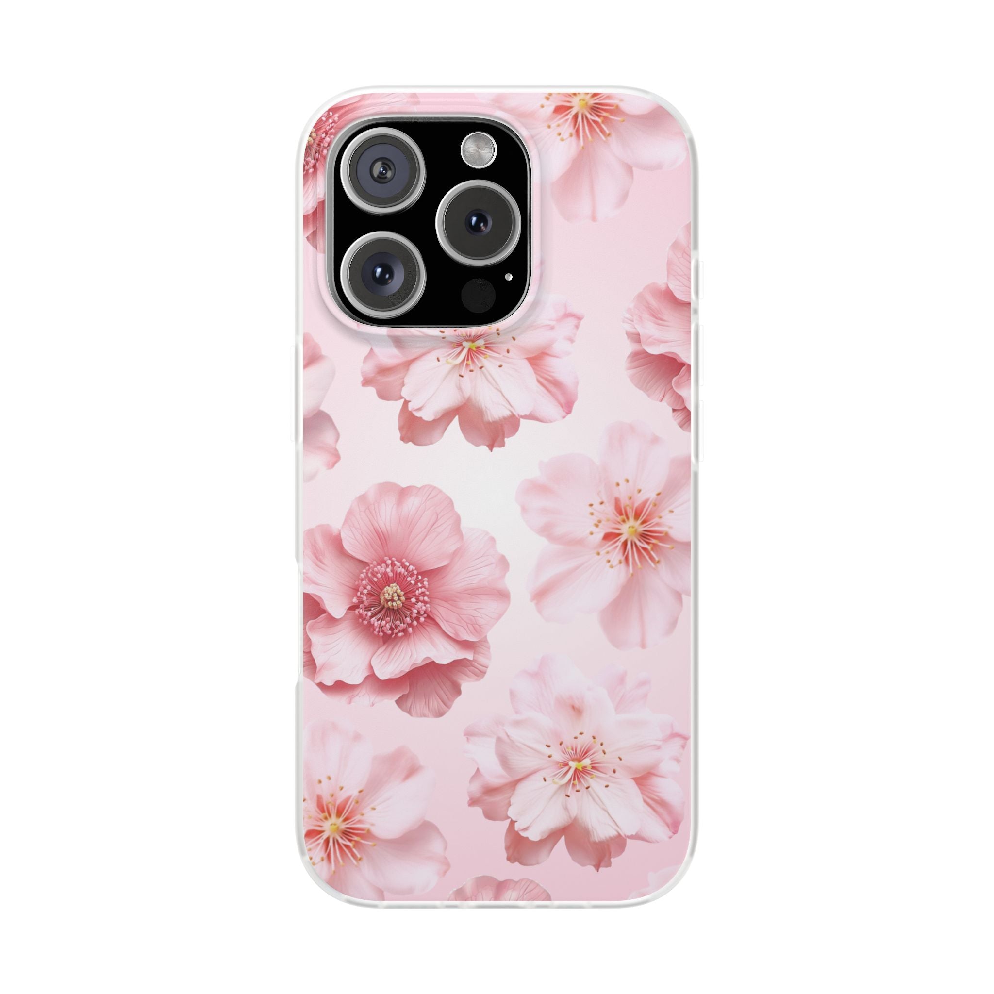 Pink Cherry Blossom Phone Case — Floral Slim Flexi Case for iPhone