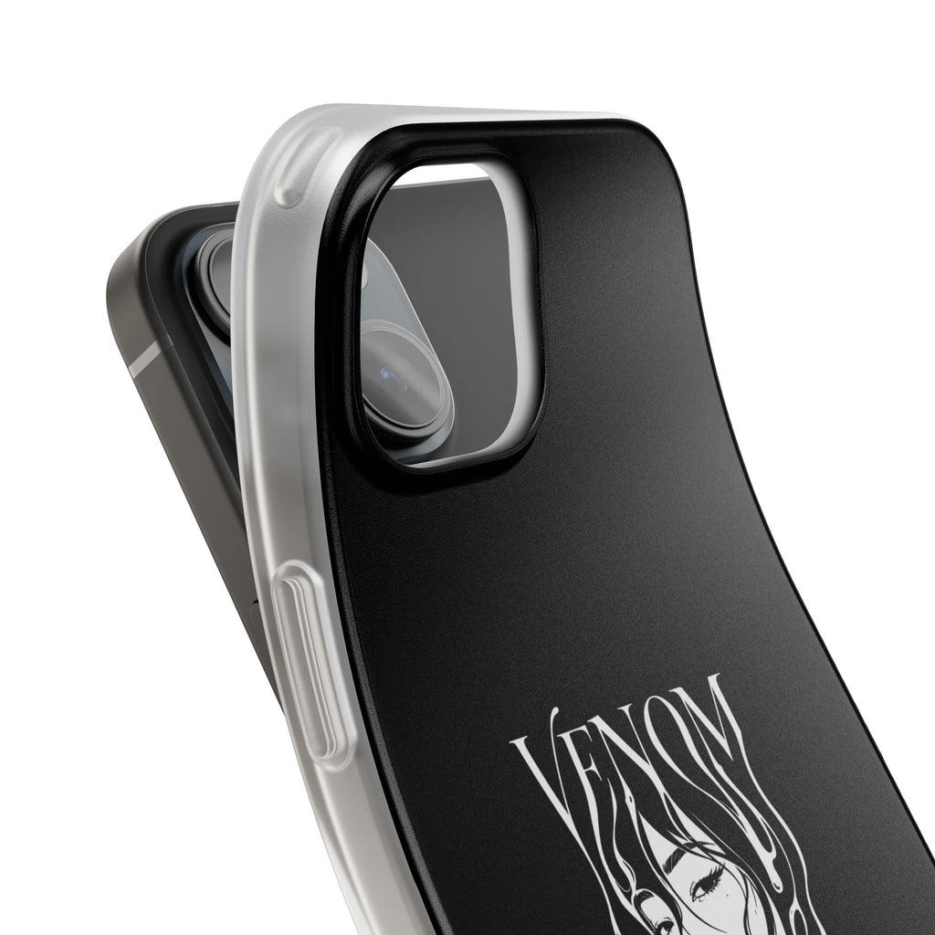 Venom Goth Phone Case — Black Protective Flexible Phone Case with Dark Femme Artwork