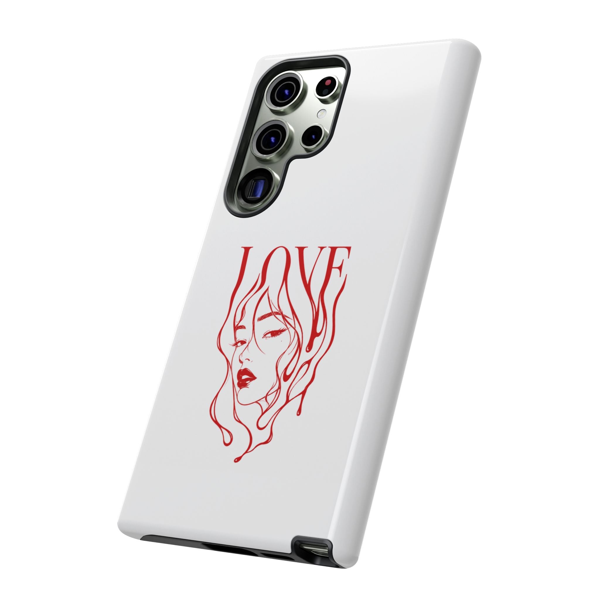 Red Line Art 'Love' Face Design - Tough Case