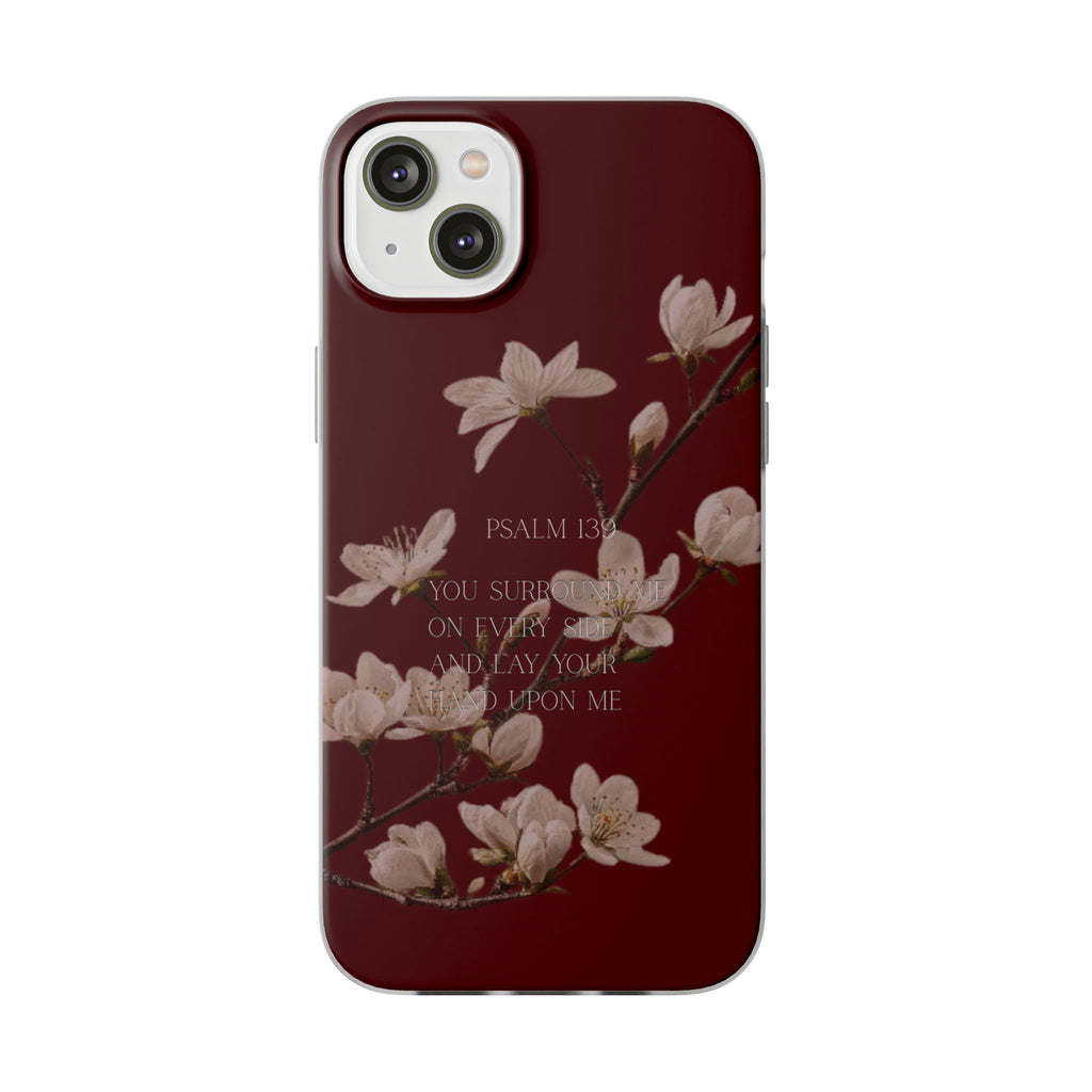 Floral Psalm Phone Case — Psalm 139 Scripture Cherry Blossom iPhone Cover