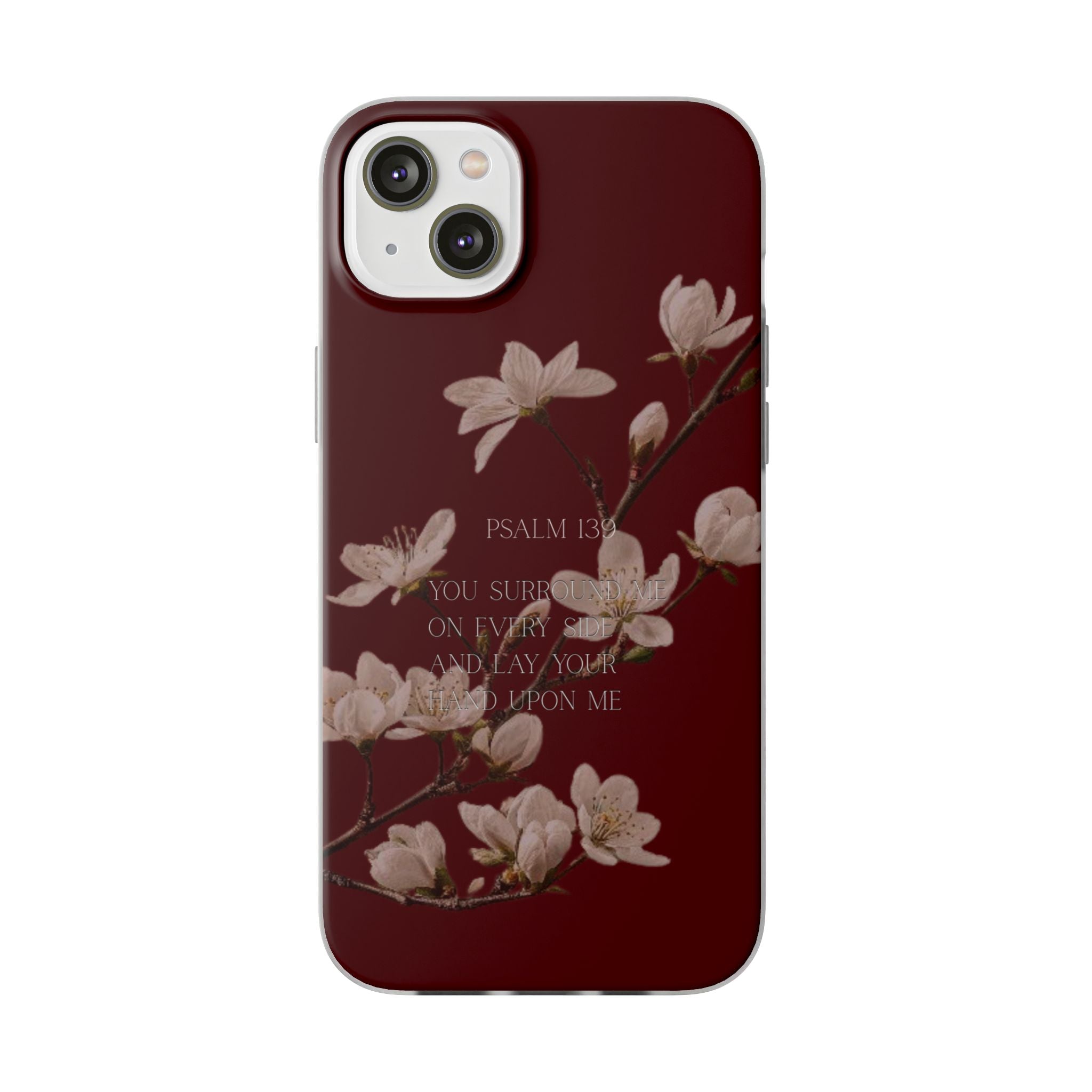 Floral Psalm Phone Case — Psalm 139 Scripture Cherry Blossom iPhone Cover