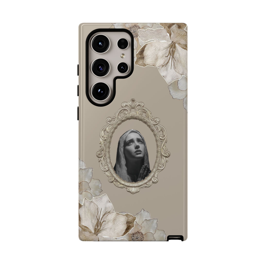 Vintage Floral Phone Case with Sacred Madonna Portrait