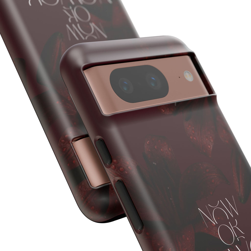 Tough Cases – Burgundy Floral “Now or Never” Protective Phone Case
