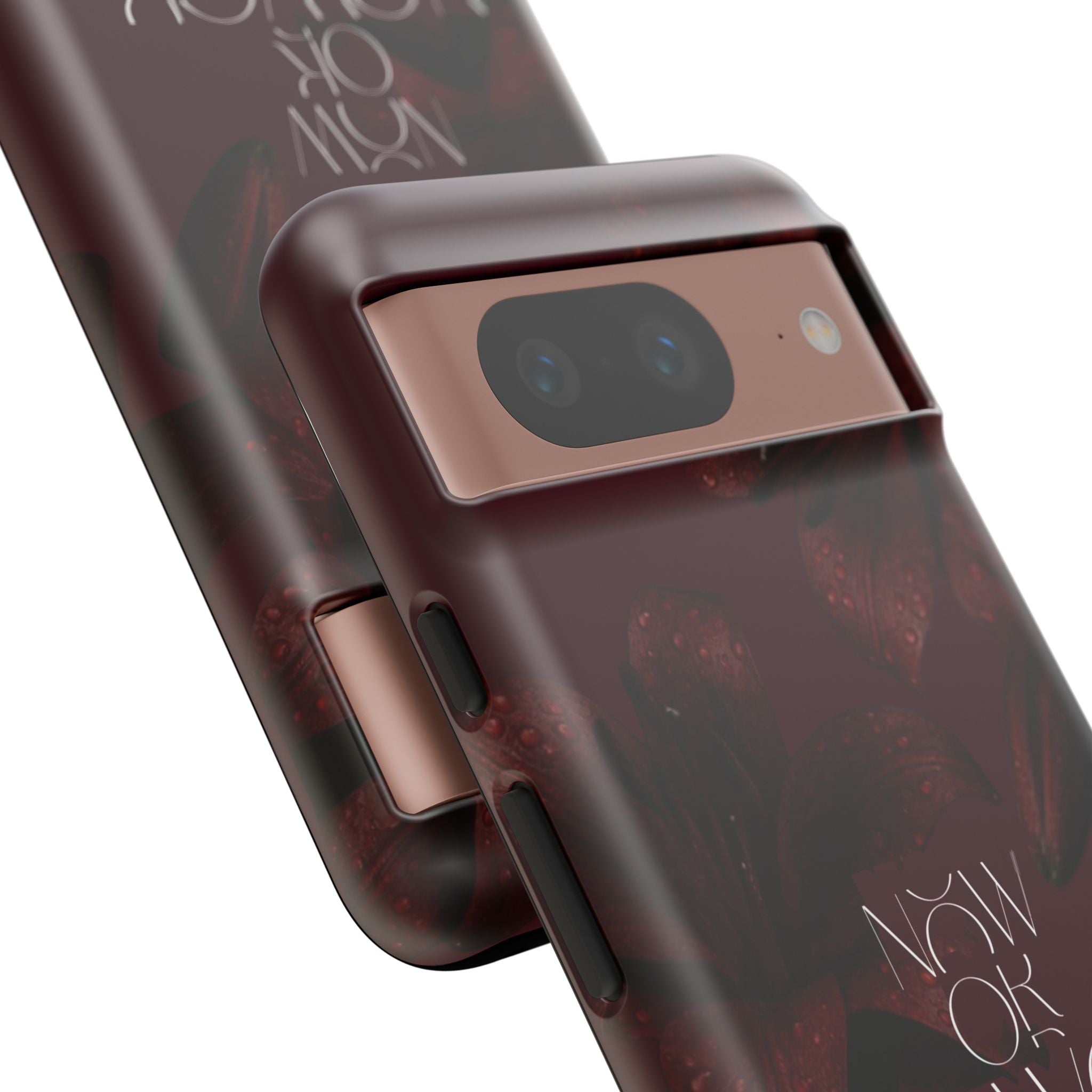 Tough Cases – Burgundy Floral “Now or Never” Protective Phone Case