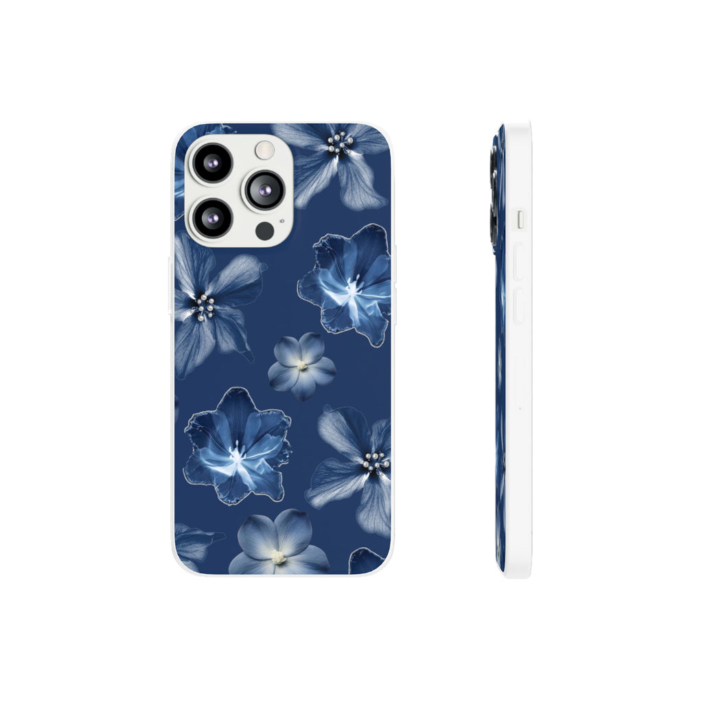 Floral Blue Phone Case — Navy Watercolor Blossom Flexi Case