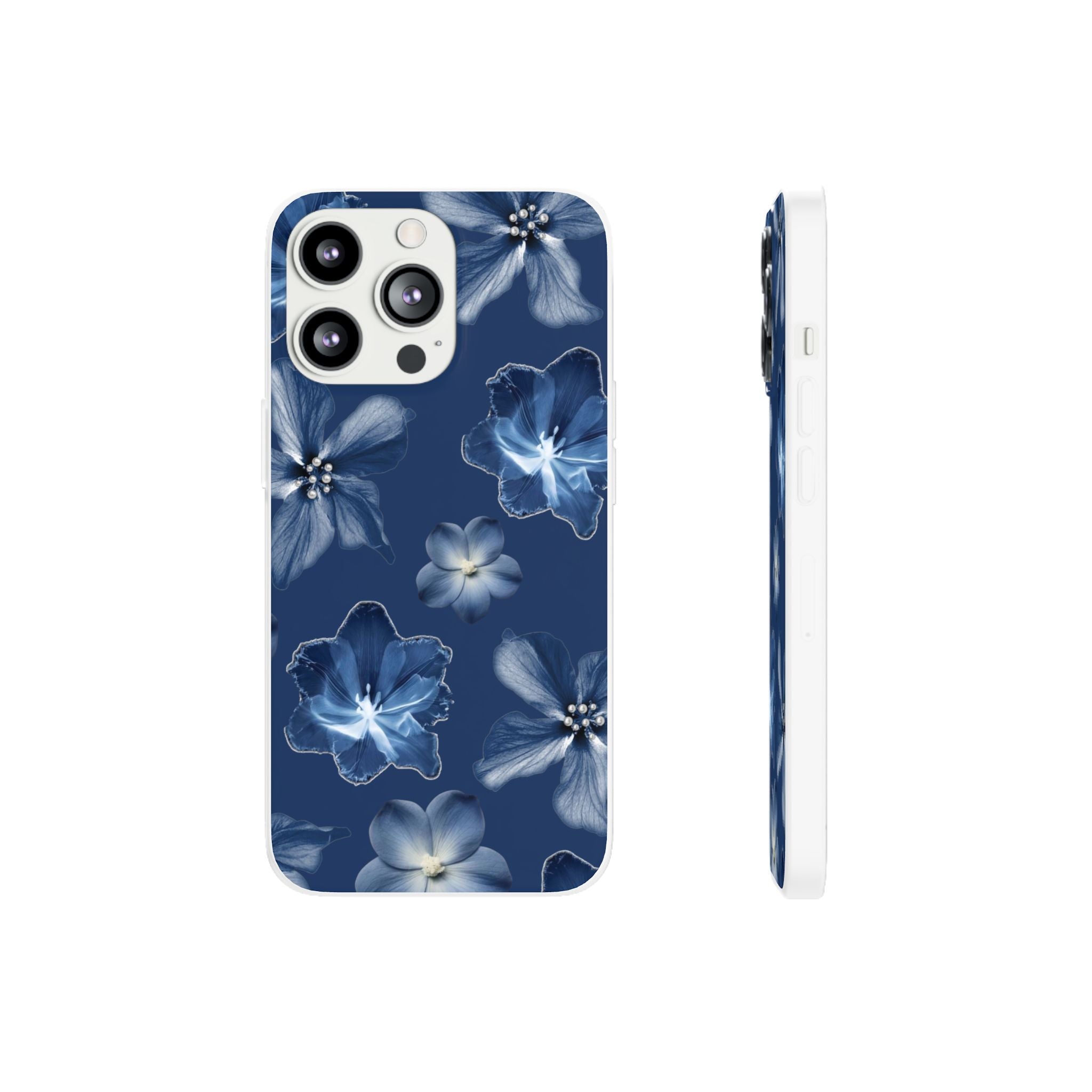 Floral Blue Phone Case — Navy Watercolor Blossom Flexi Case