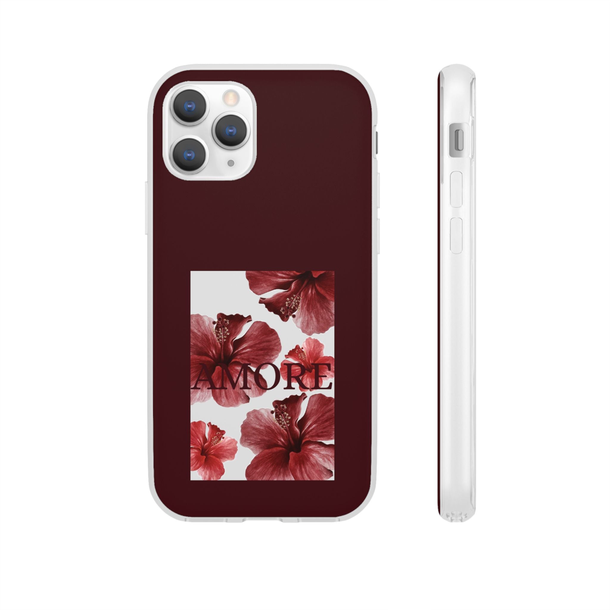 Floral Amore Phone Case — Burgundy Hibiscus Flexible Protection