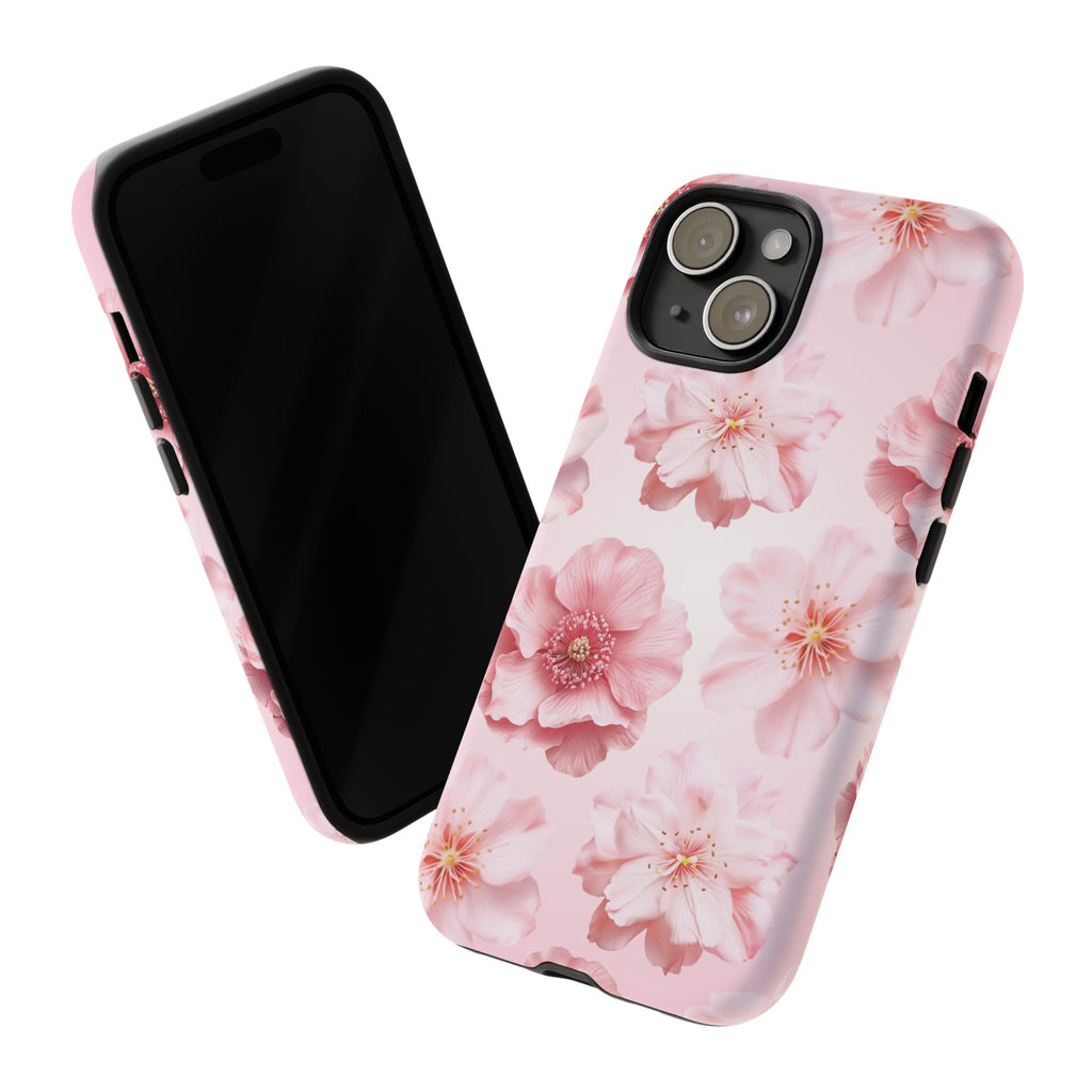 Pink Floral Tough Phone Case — Protective Sakura Blossom Design