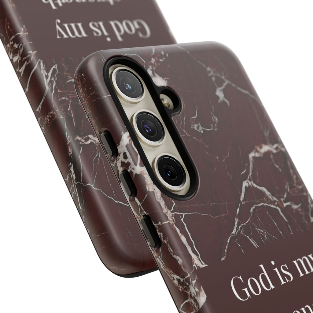 God Is My Strength — Psalm 73:26 Christian Tough Phone Case | Marble Faith Cover