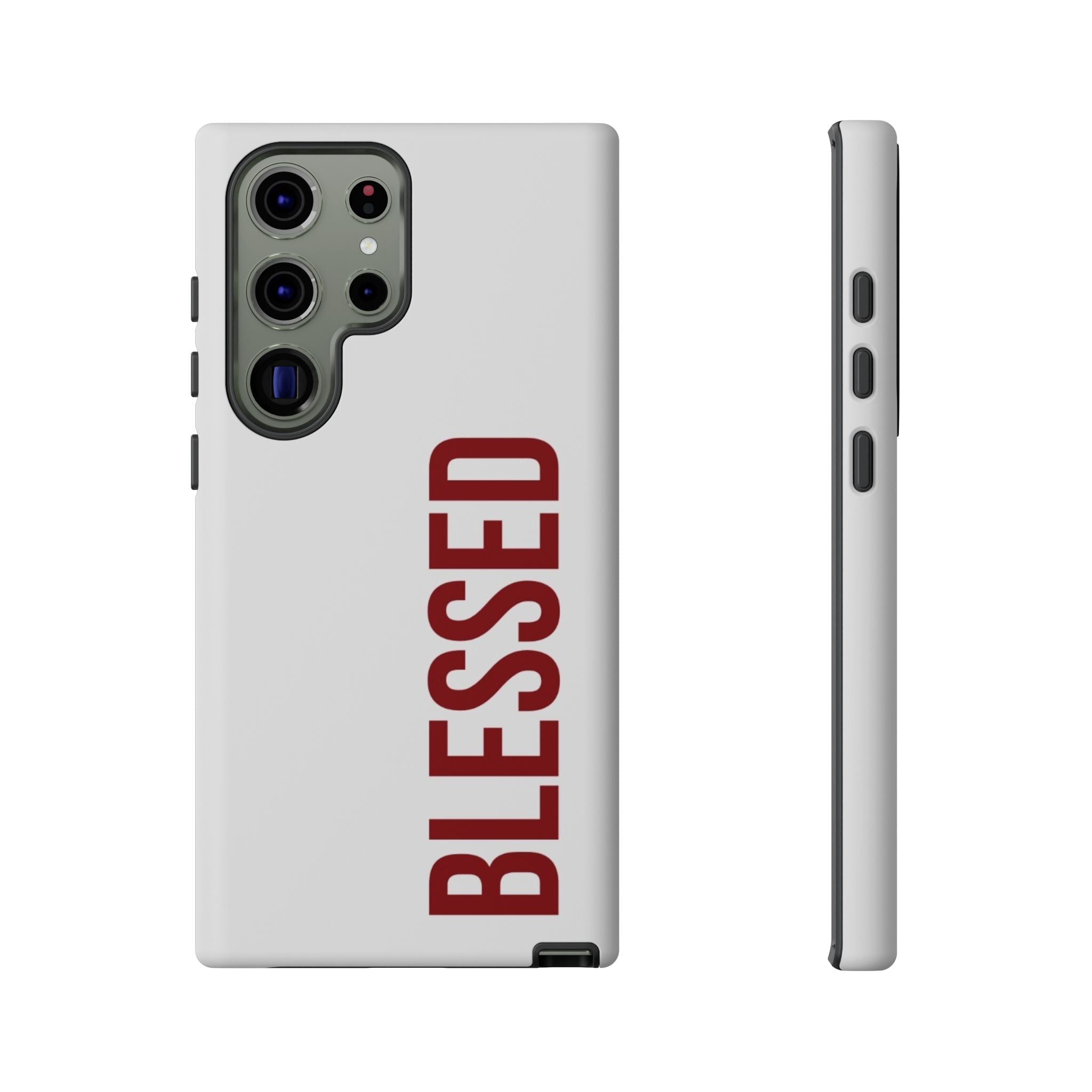 Blessed Vertical Phone Case — Protective Slim iPhone Cover with Red 'BLESSED' Text