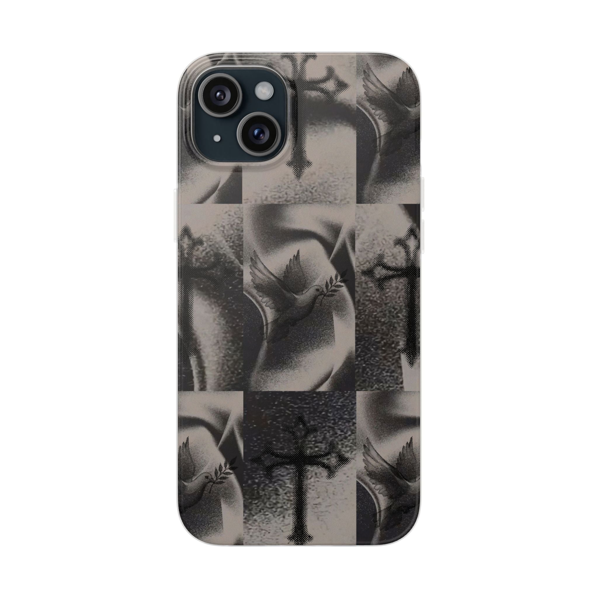 Phone Case — Dove & Cross Checkerboard Design
