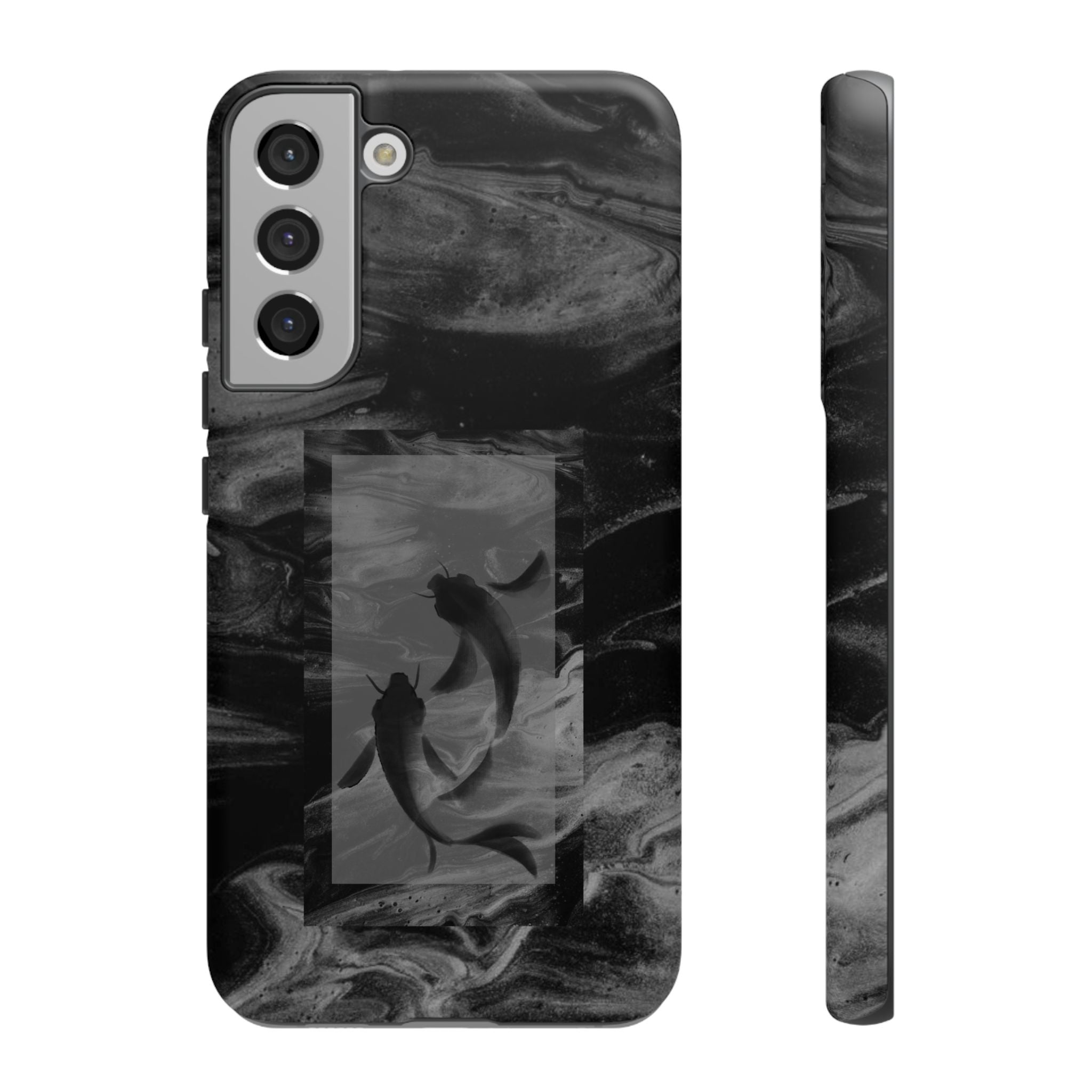 Koi Yin-Yang Marble Phone Case – Black Smoky Art Protection