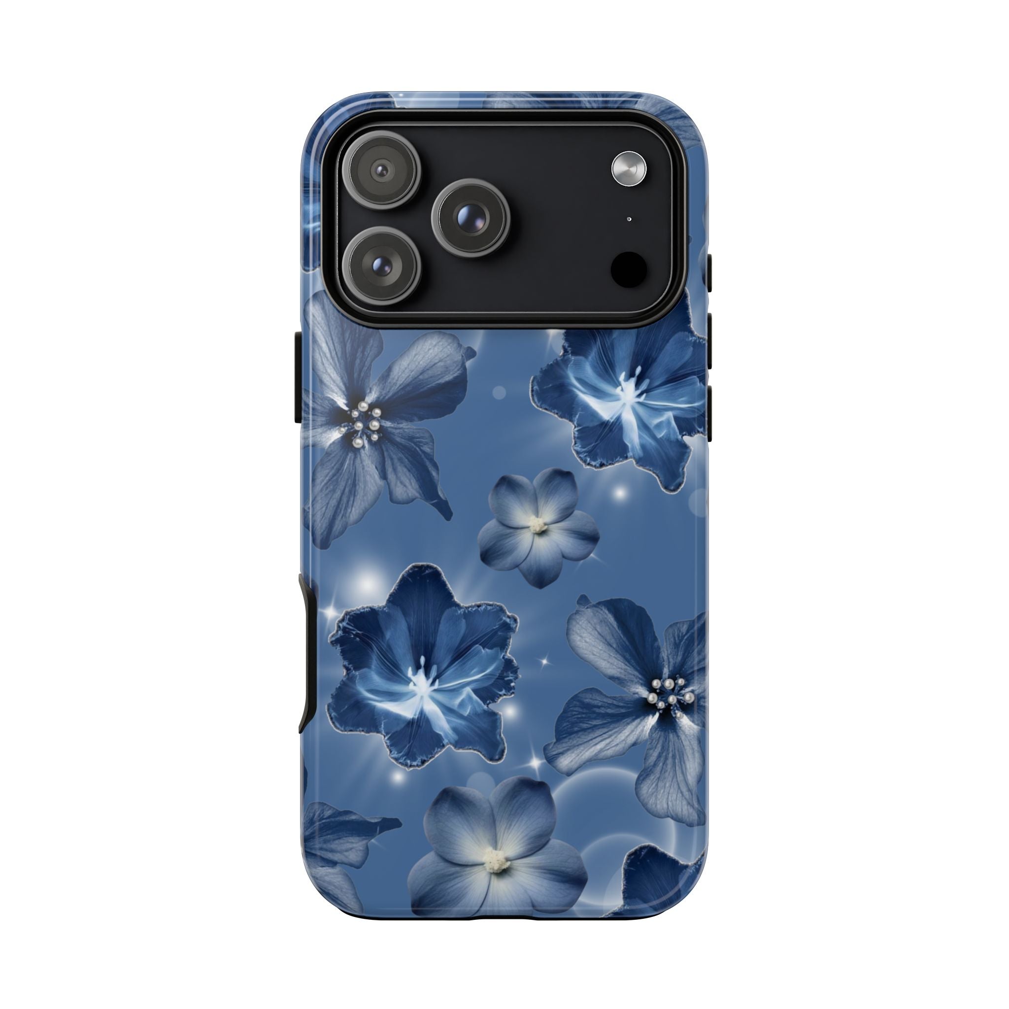Blue Floral Tough Phone Case — Protective Blossom Design