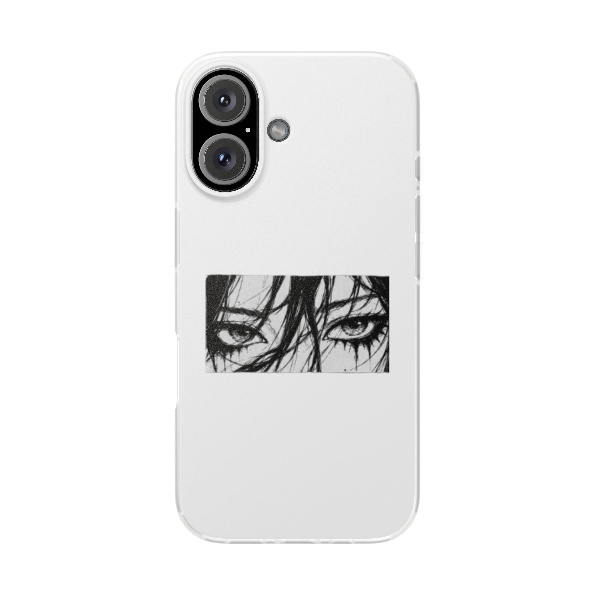 Anime Eyes Illustration Phone Case - Moody Black & White Flexi Case