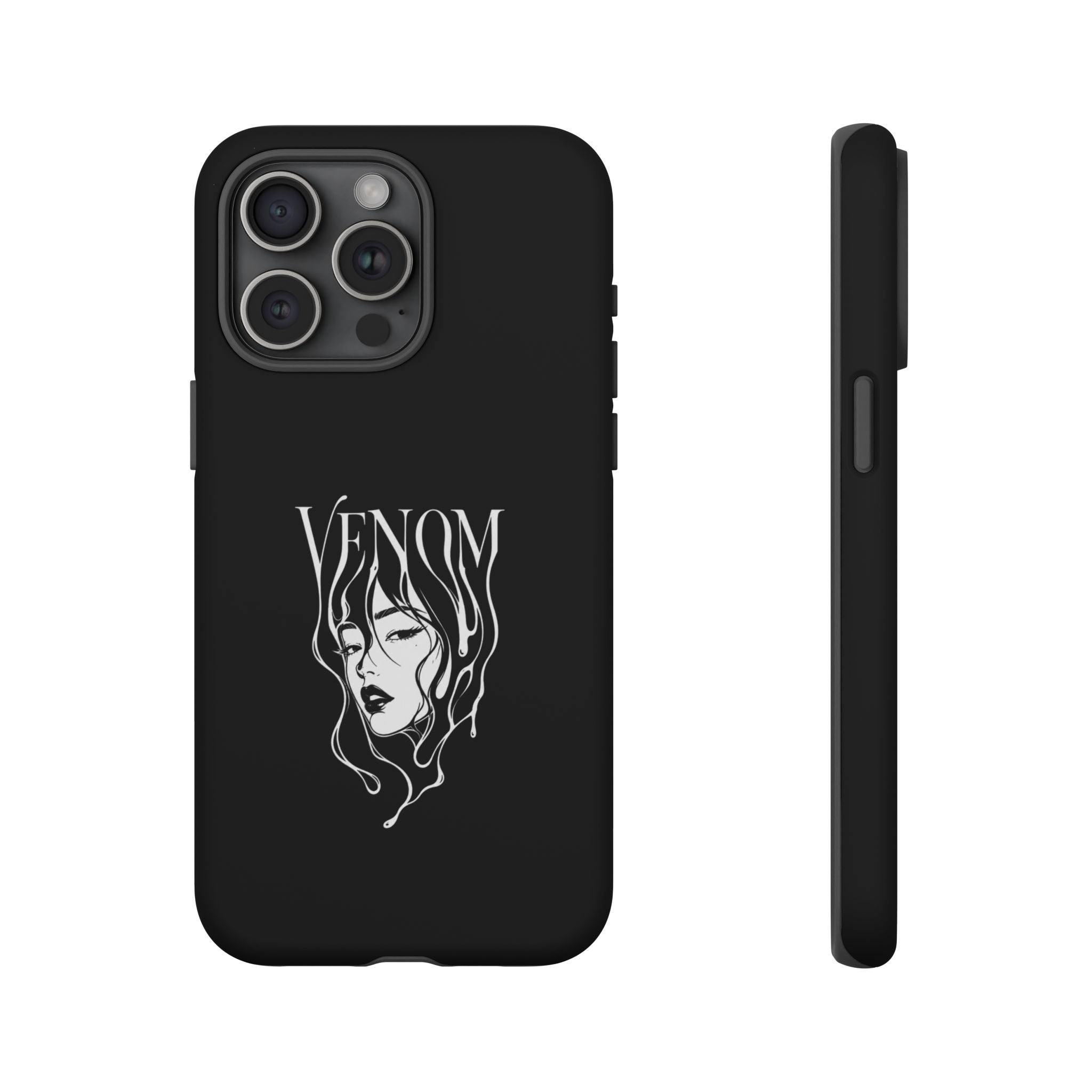 Venom Goth Phone Case — Black Protective Tough Case with Dark Femme Artwork