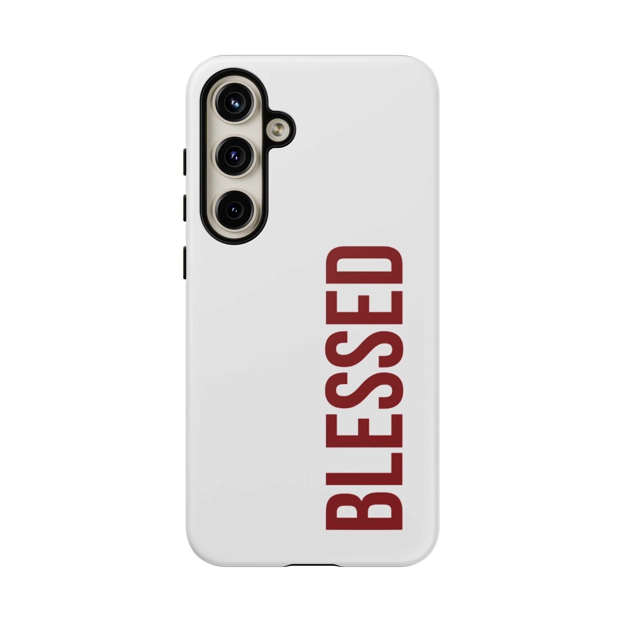 Blessed Vertical Phone Case — Protective Slim iPhone Cover with Red 'BLESSED' Text