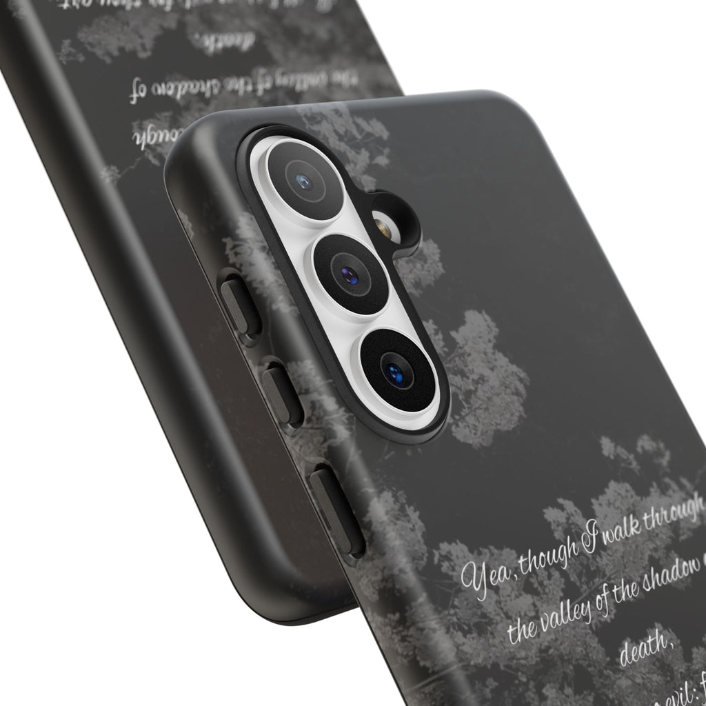 Bible Verse Phone Case — Psalm 23:4 Comfort Black Protective Cover