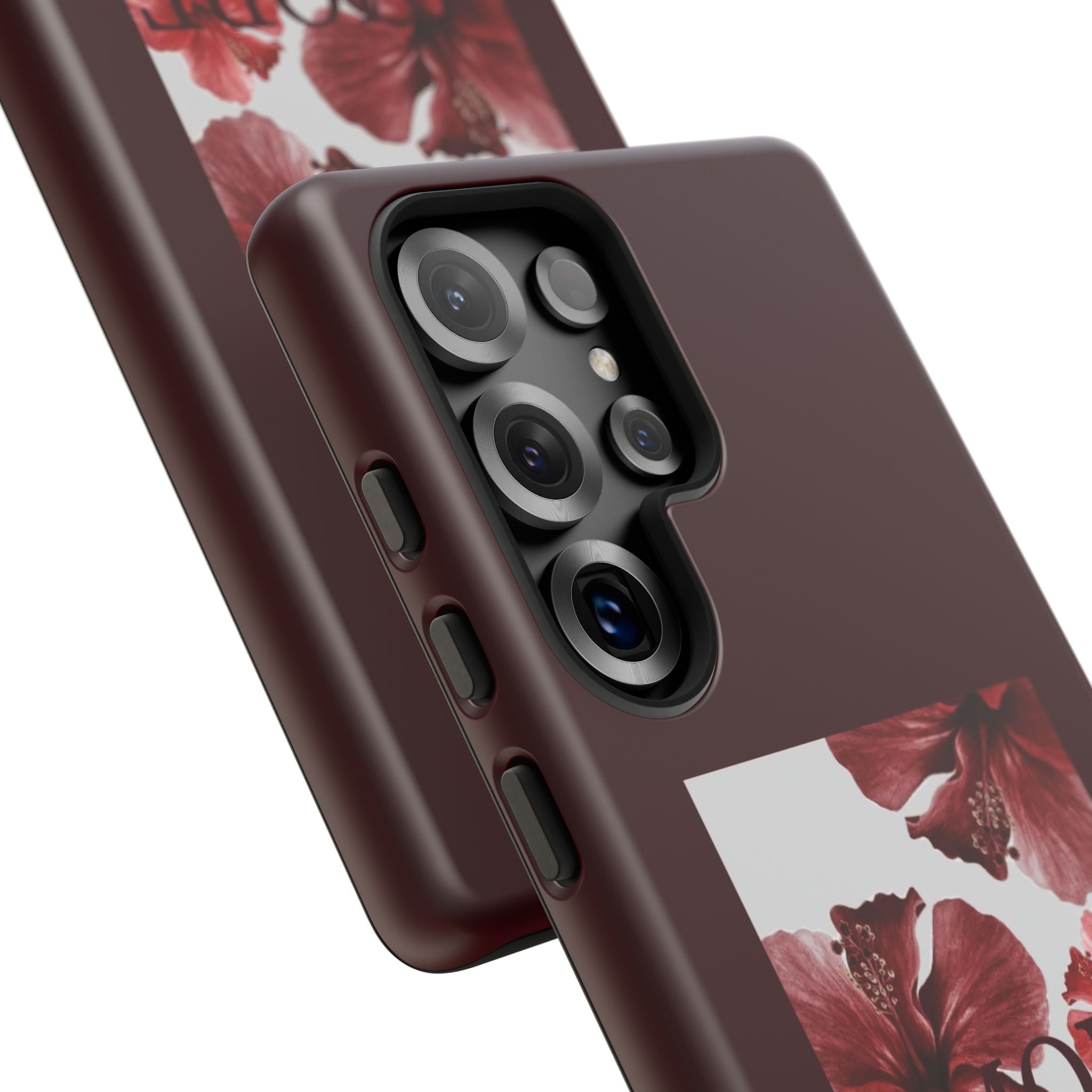Amore Floral Phone Case — Burgundy Tough Protective Cover