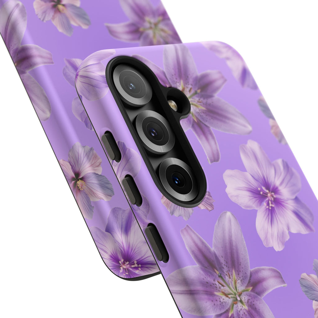 Floral Lavender Tough Phone Case – Purple Blossom Protective Cover