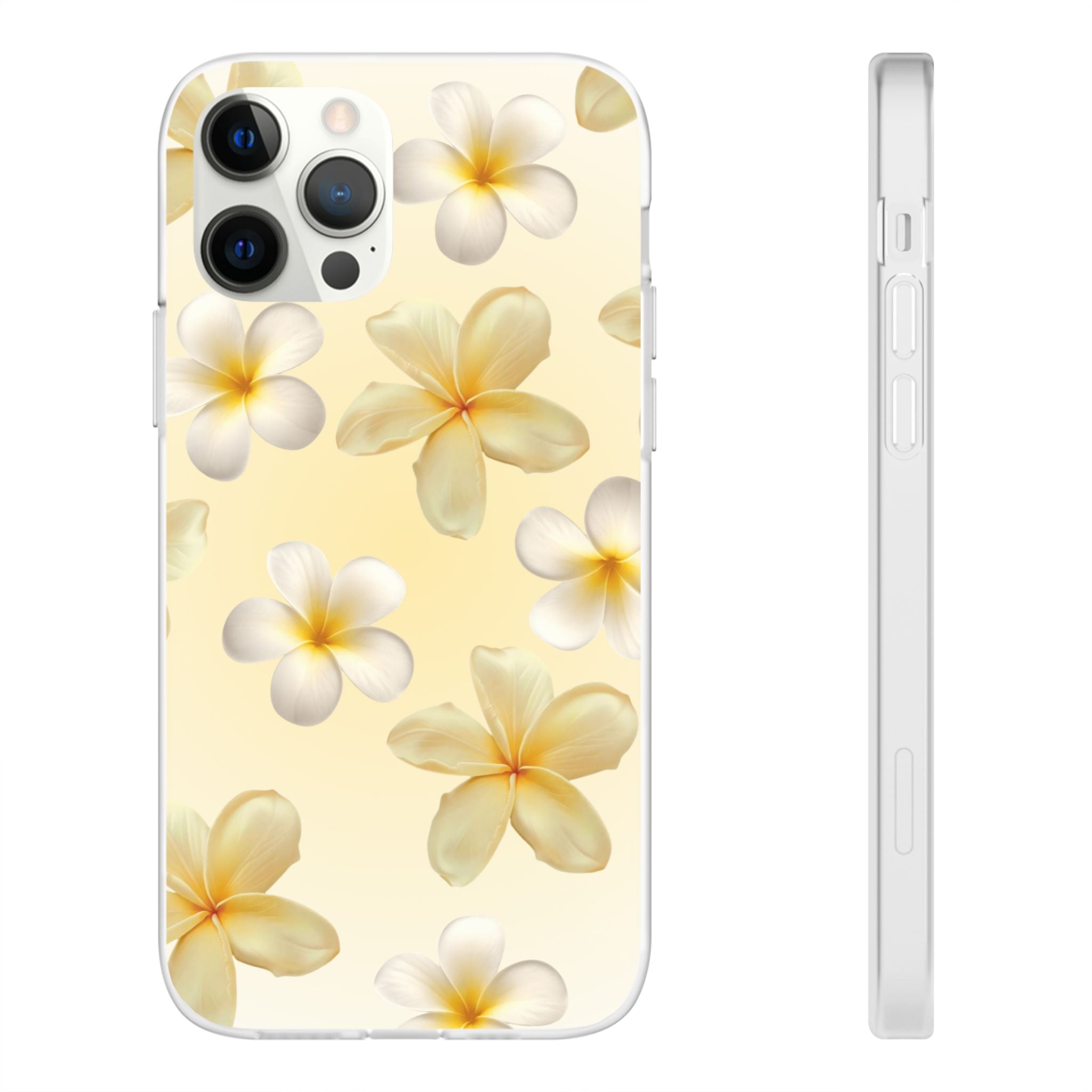 Plumeria Floral Flexi Phone Case — Tropical Yellow Flower Protective Cover