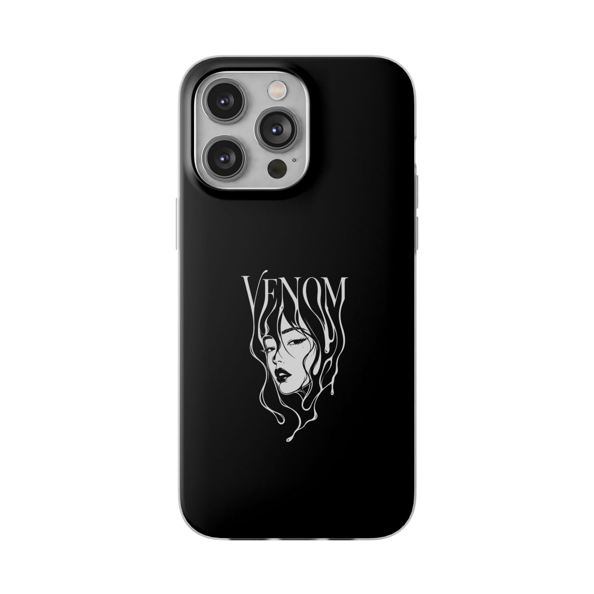 Venom Goth Phone Case — Black Protective Flexible Phone Case with Dark Femme Artwork