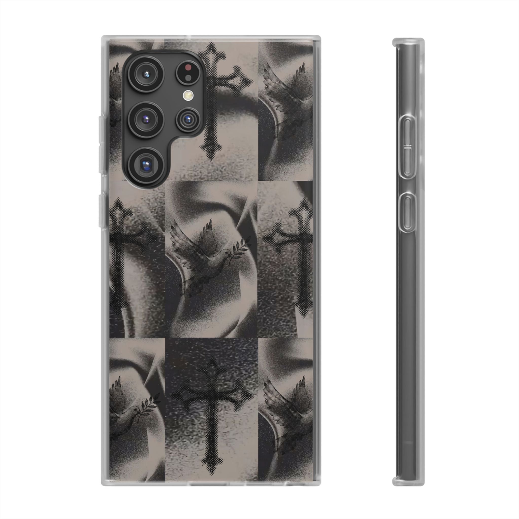 Phone Case — Dove & Cross Checkerboard Design