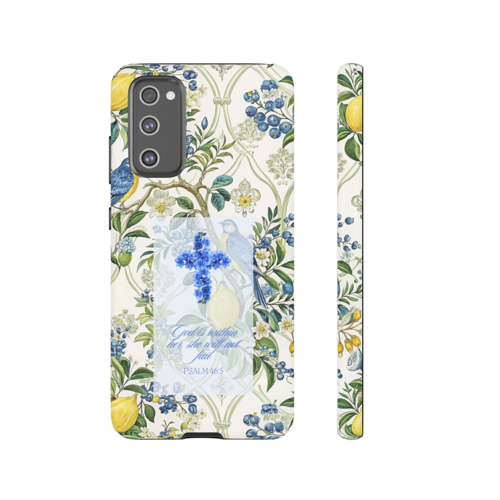 Floral Cross Tough Phone Case — Psalms Blessing Protective Cover