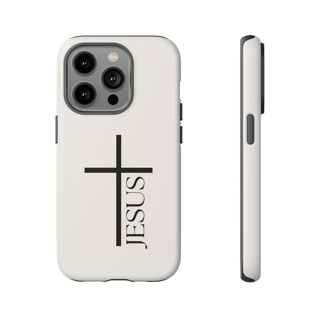 Christian Cross Phone Case - JESUS Vertical Minimalist iPhone Cover